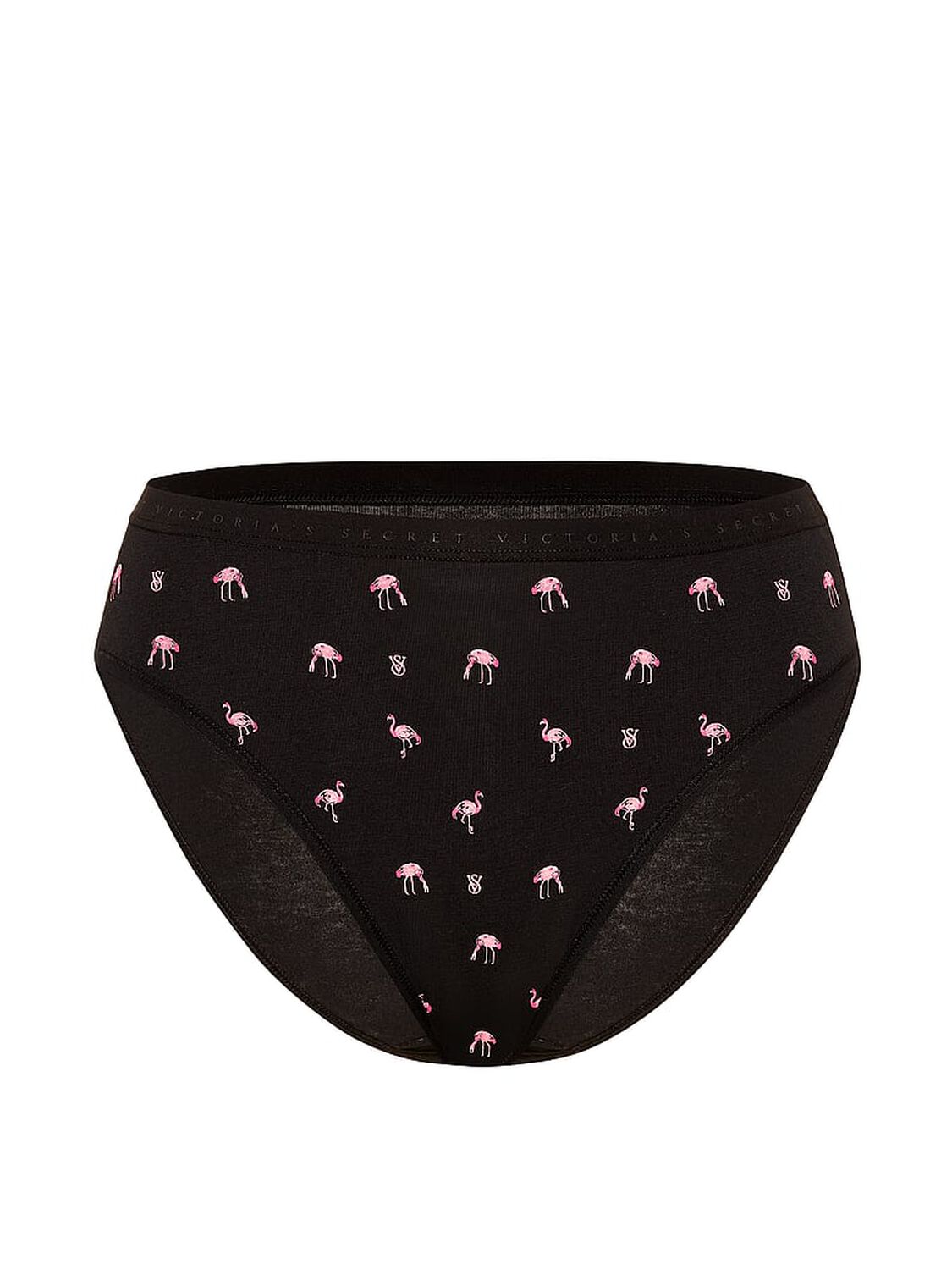 vs Victoria's Secret Stretch Cotton High-Leg Brief Panty Black Flamingos 3 of 3 