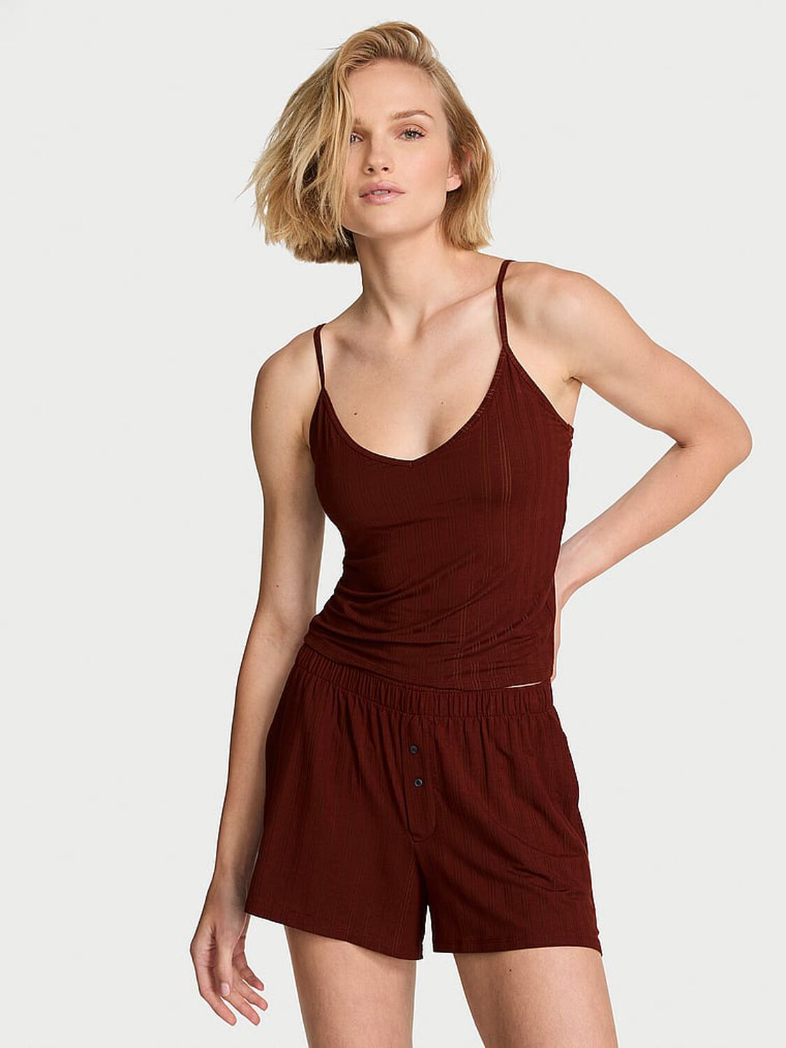 vs Victoria's Secret SoSoft&trade; Modal Ultra-Fine Cami & Short Set Cherrywood 1 of 3 
