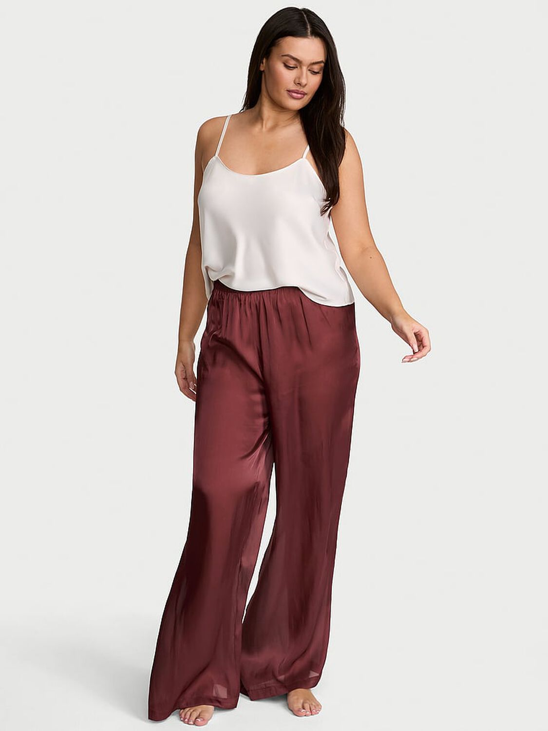 vs Victoria's Secret Luxe Sheer Satin Wide-Leg Pant 1 of 4 