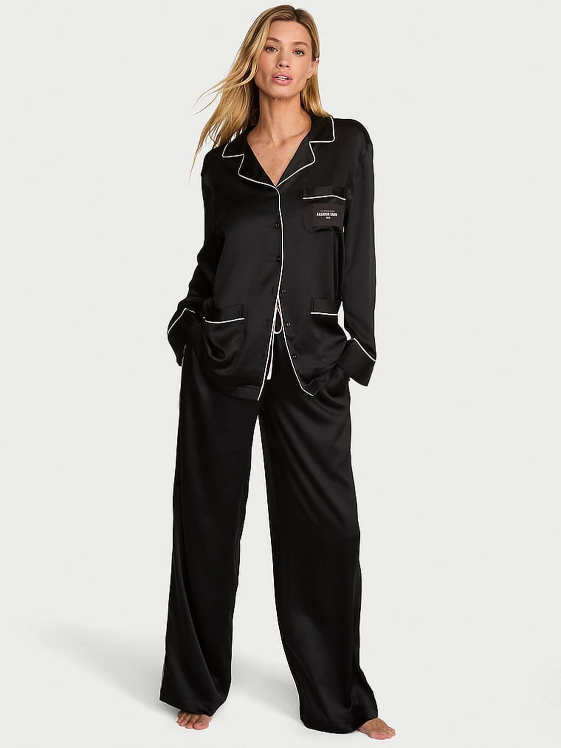 vs Victoria's Secret VSFS '26 Signature Satin Long Pajama Set Black 2 of 4 