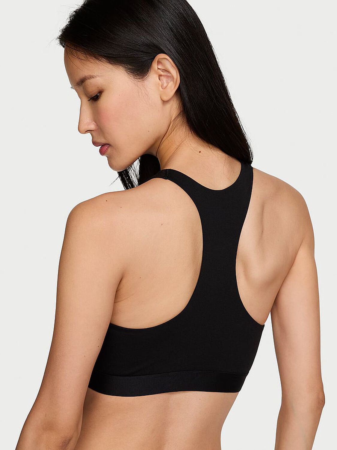 vs The T-Shirt Cotton Shine Patch Unlined High-Neck Bralette Black 2 of 3 