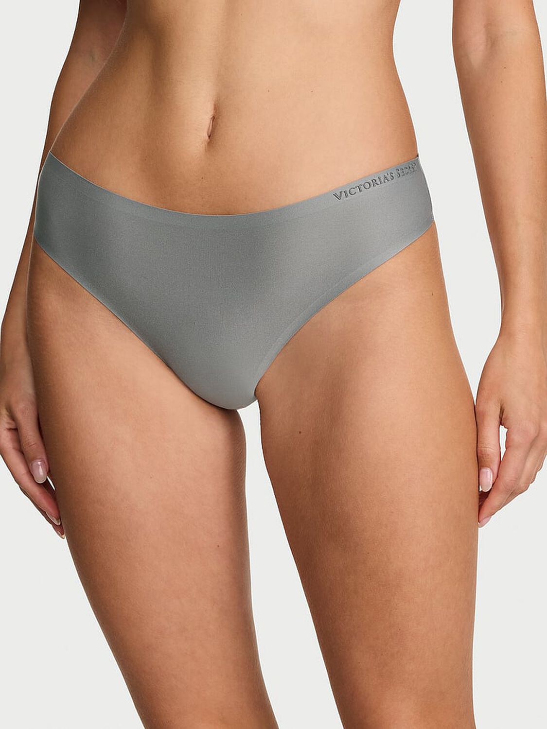 vs Body By Victoria Body by Victoria Flex Mid-Rise Thong Panty Steel Grey 1 of 2 