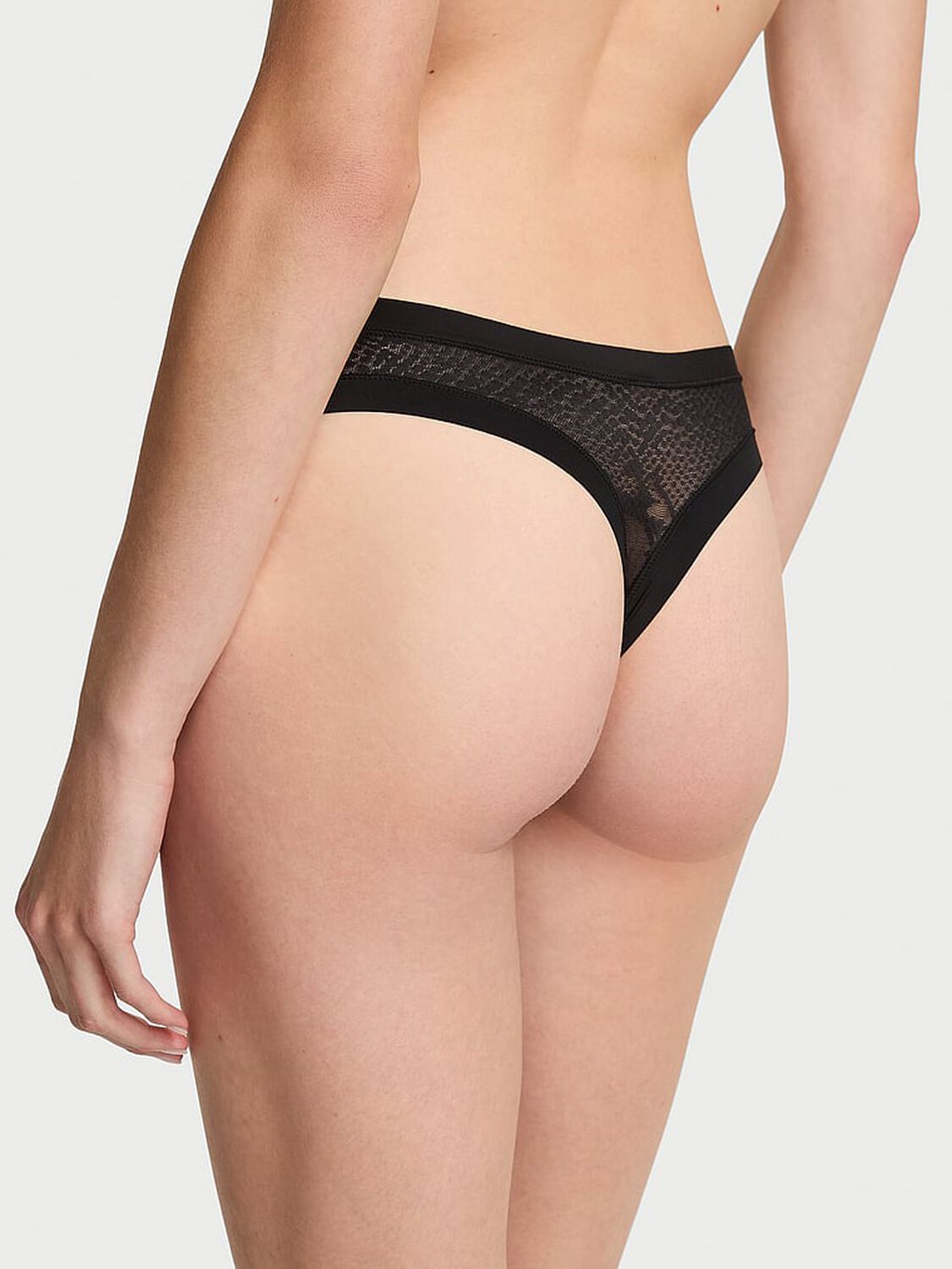vs No-Show No-Show Snake Mesh Thong Panty Black 2 of 2 