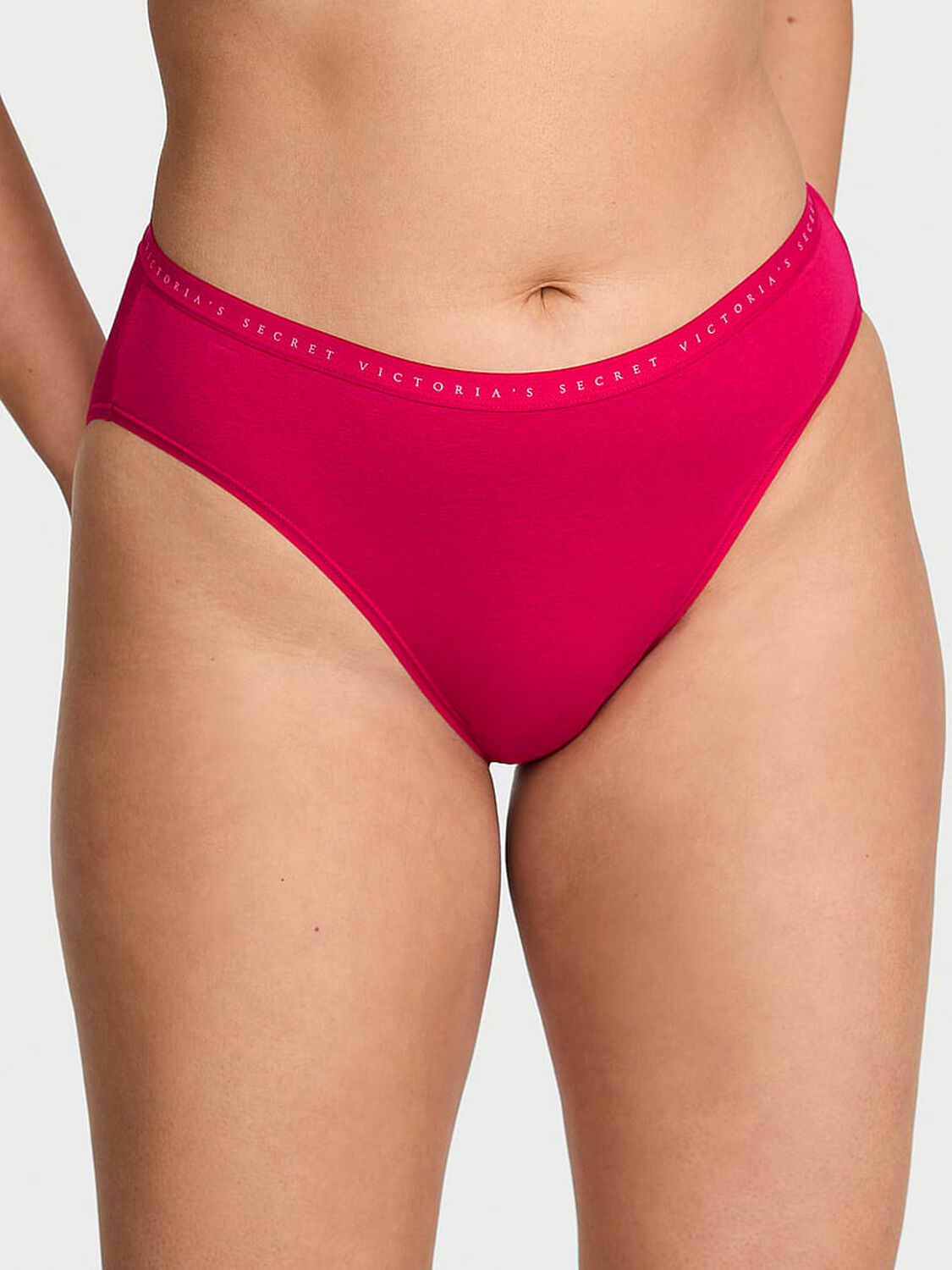 vs Victoria's Secret Stretch Cotton High-Leg Brief Panty Pink 1 of 2 