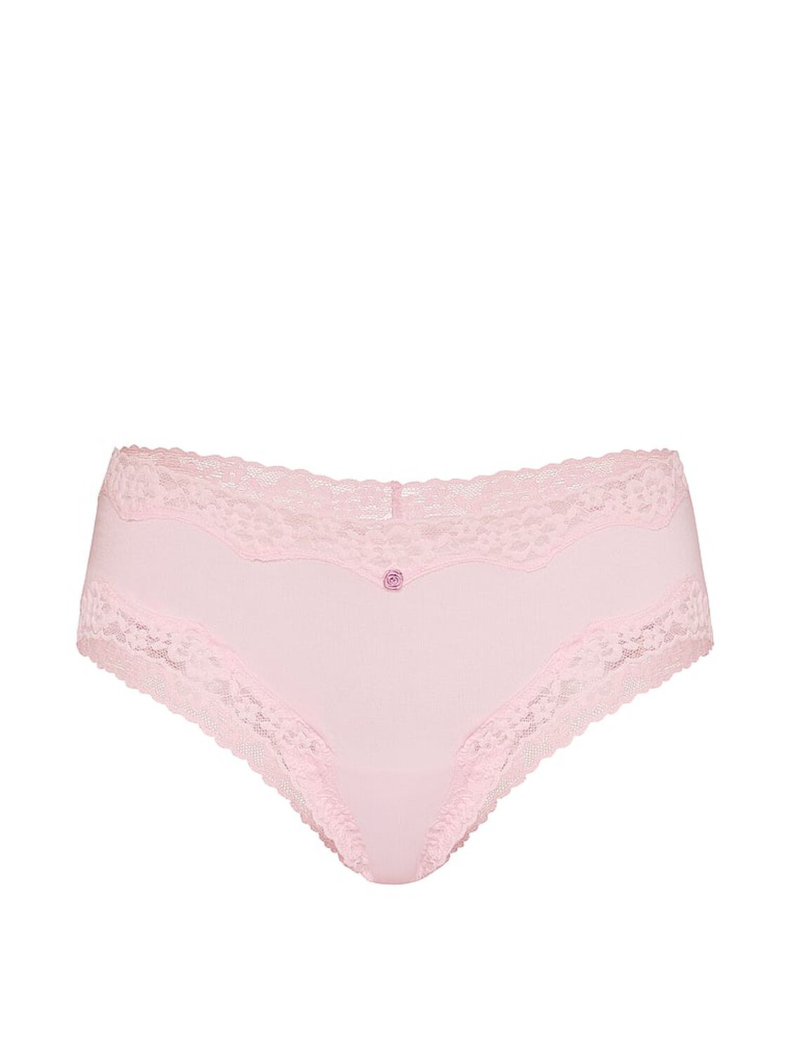 vs Lace Trim Cotton Lace-Waist Cheeky Panty Angel Pink 3 of 4 