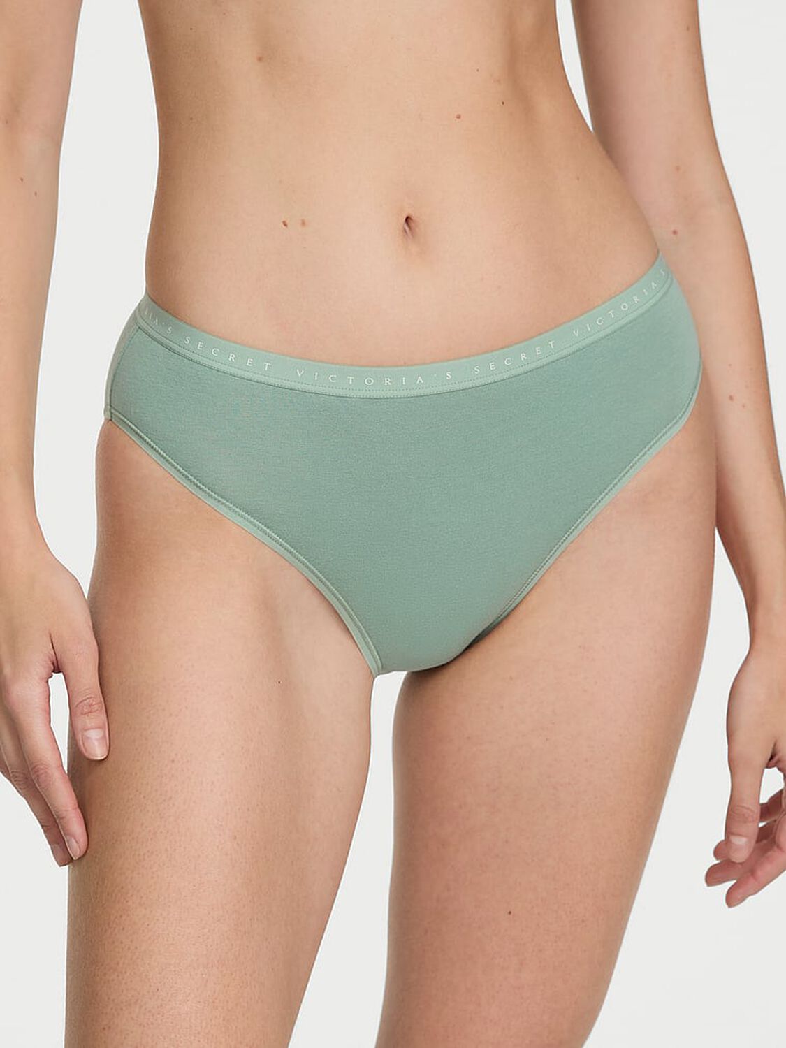vs Victoria's Secret Stretch Cotton High-Leg Brief Panty Seasalt Green 1 of 3 