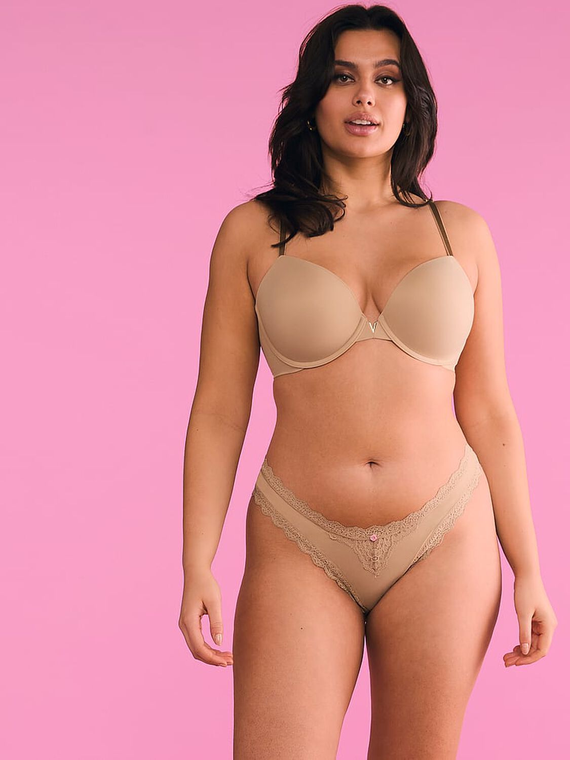 vs Love Cloud Smooth Lightly Lined Plunge Demi Bra Praline 5 of 5 