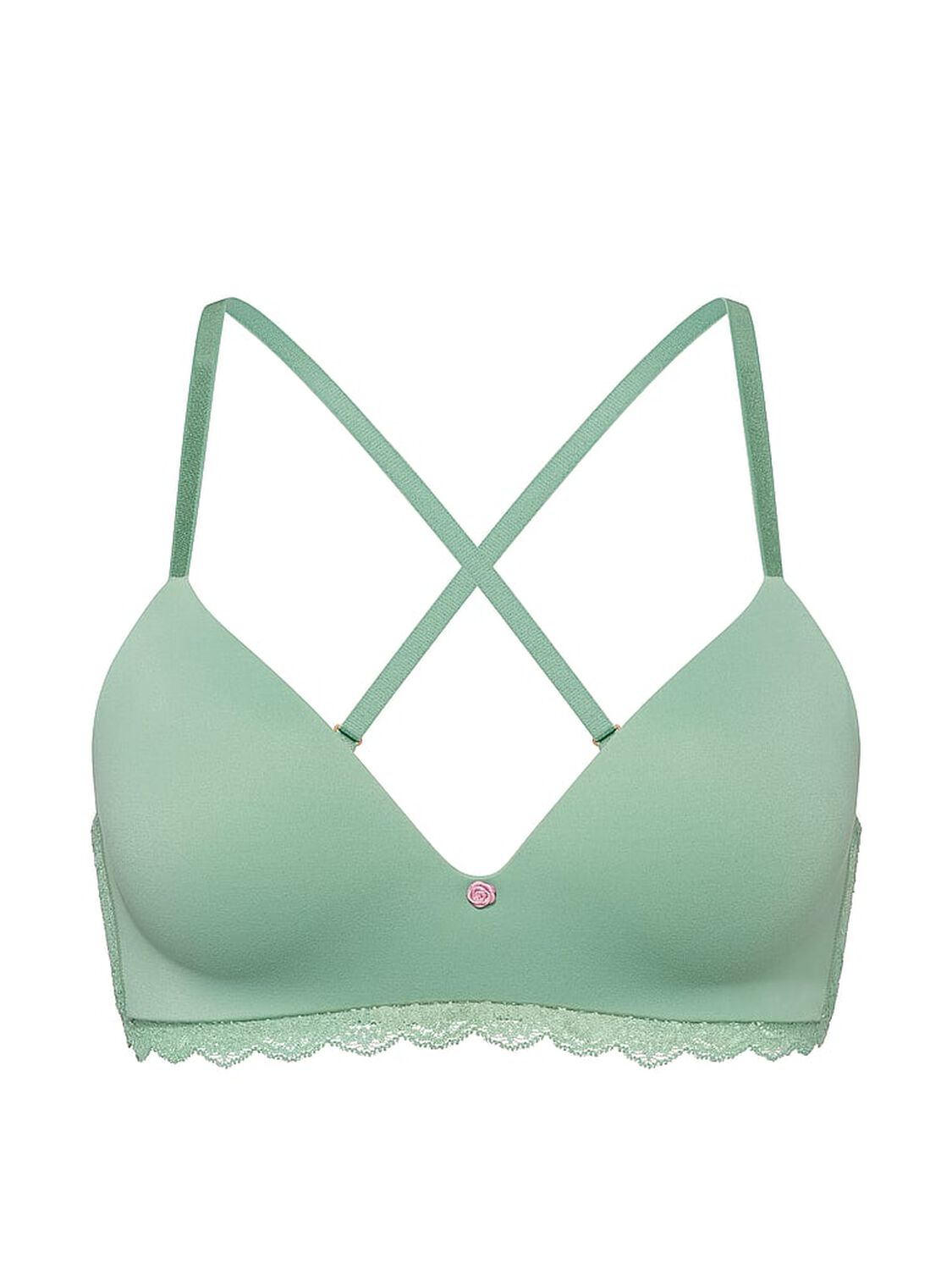 vs Dream Angels Smooth & Lace Wireless Push-Up Bra Sweet Spearmint 3 of 4 