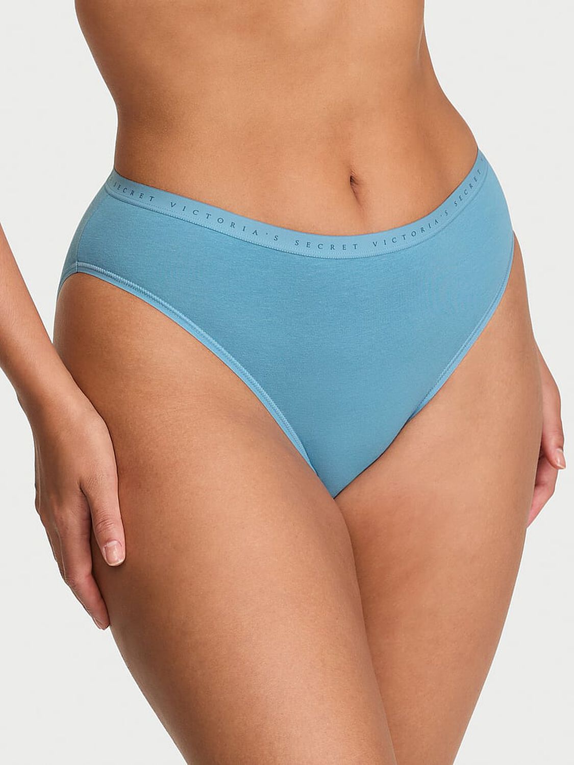 vs Victoria's Secret Stretch Cotton High-Leg Brief Panty Bluebird 1 of 2 