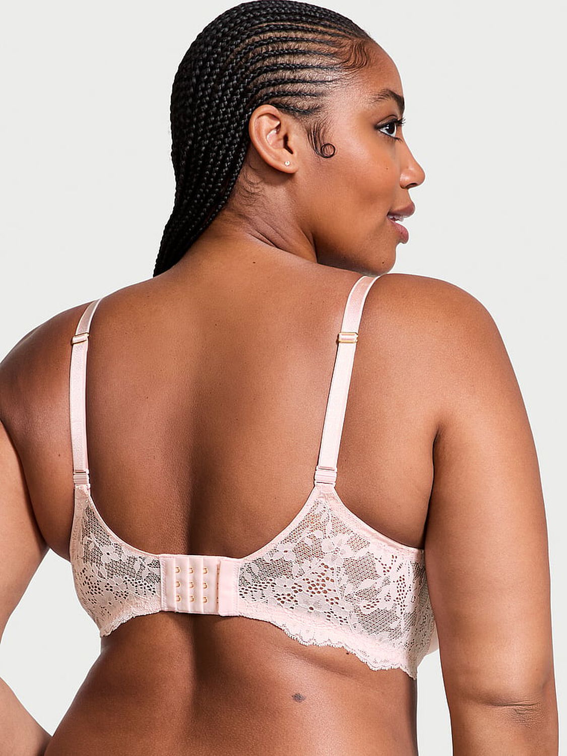 vs Dream Angels Smooth & Lace Lightly Lined Classic Coverage Demi Bra Purest Pink 2 of 3 