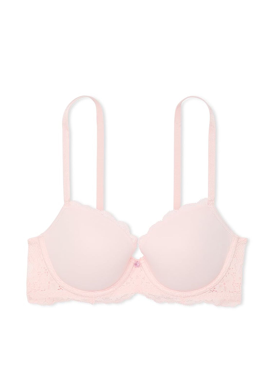 vs Dream Angels Smooth & Lace Lightly Lined Classic Coverage Demi Bra Purest Pink 1 of 3 