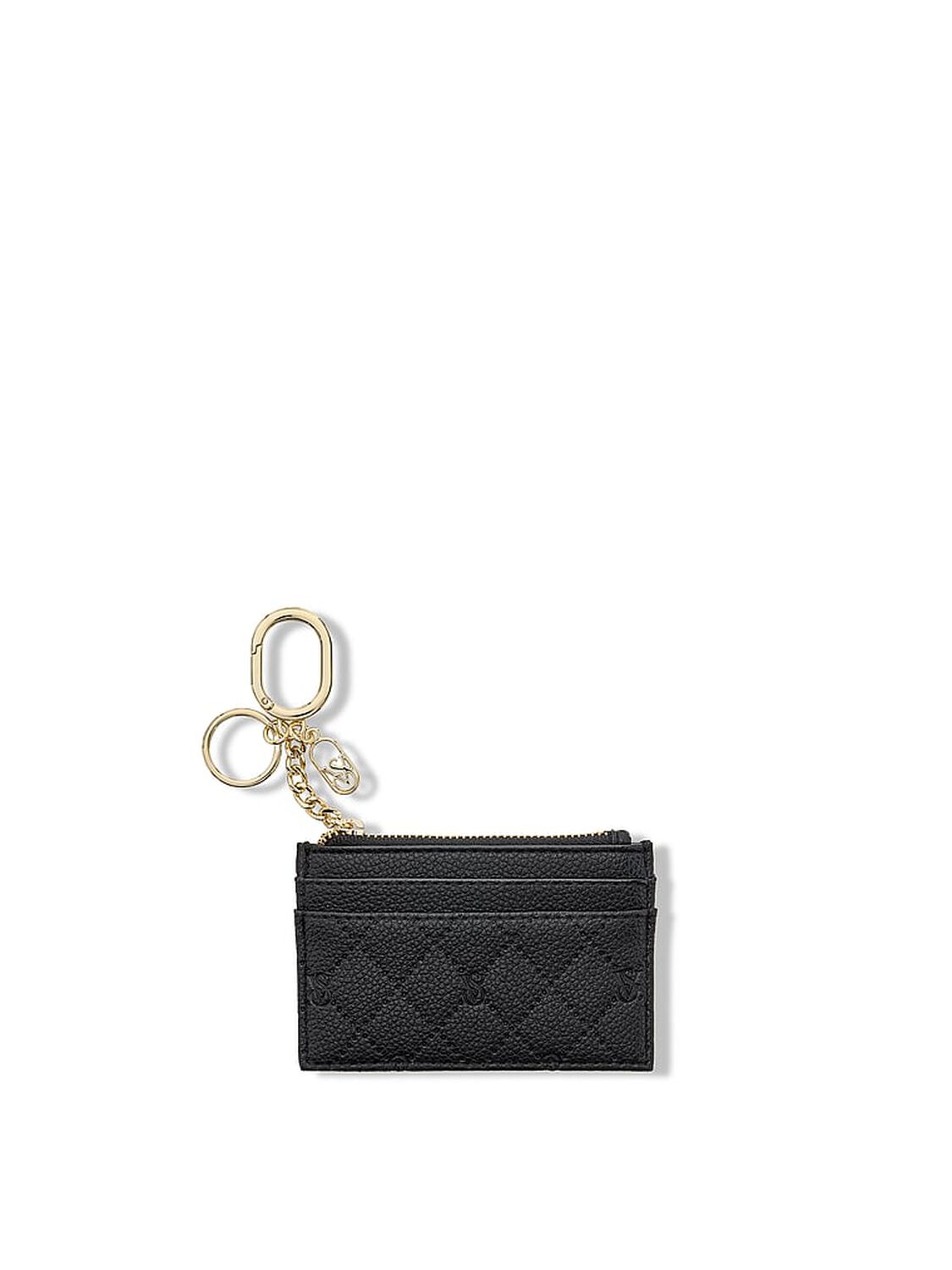 vs Victoria's Secret Classic Card Case Keychain Black Debossed 1 of 2 