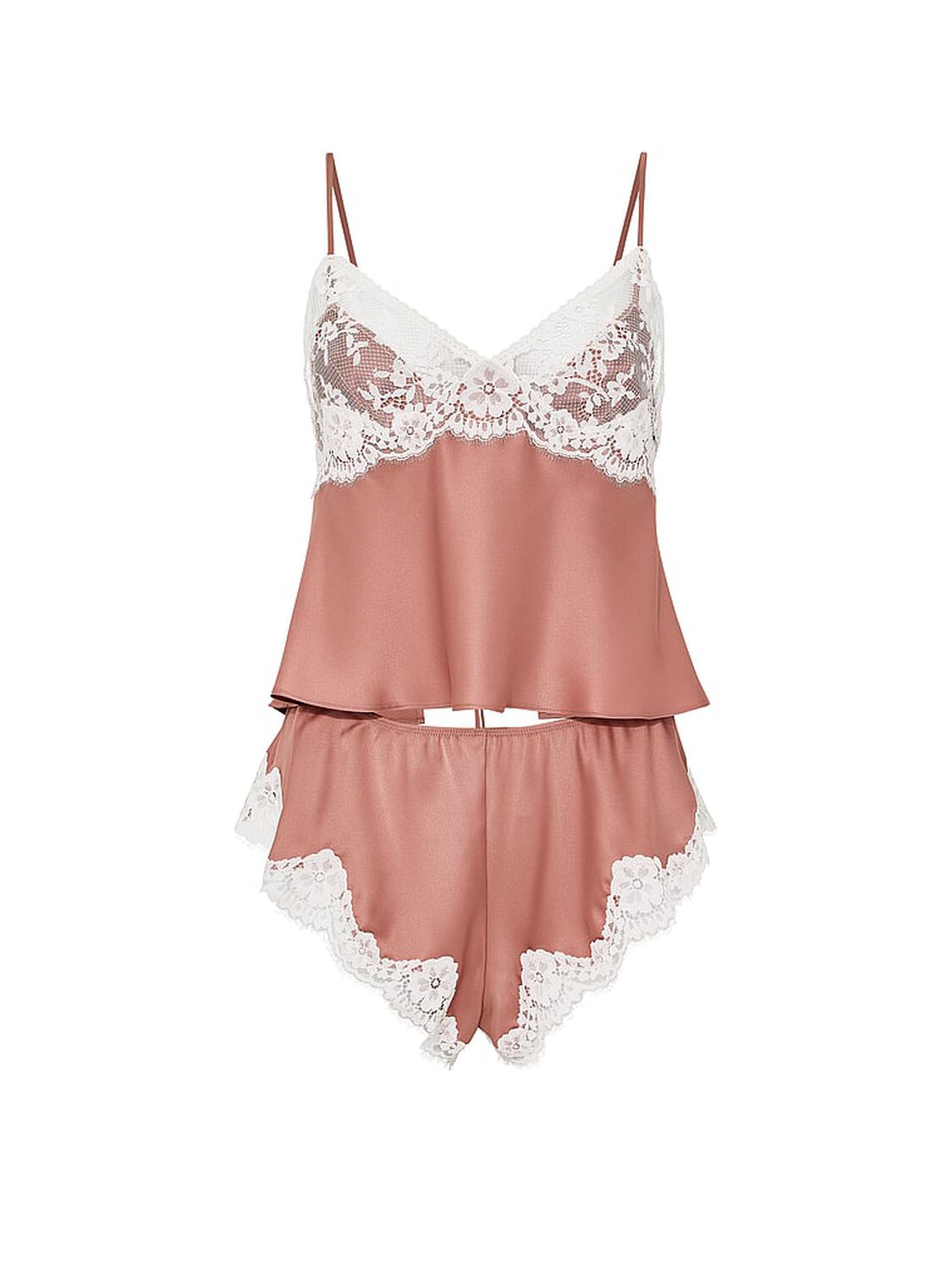 vs Dream Angels Satin Lace-Trim Cami & Flutter Shorts Set Antique Rose 3 of 3 