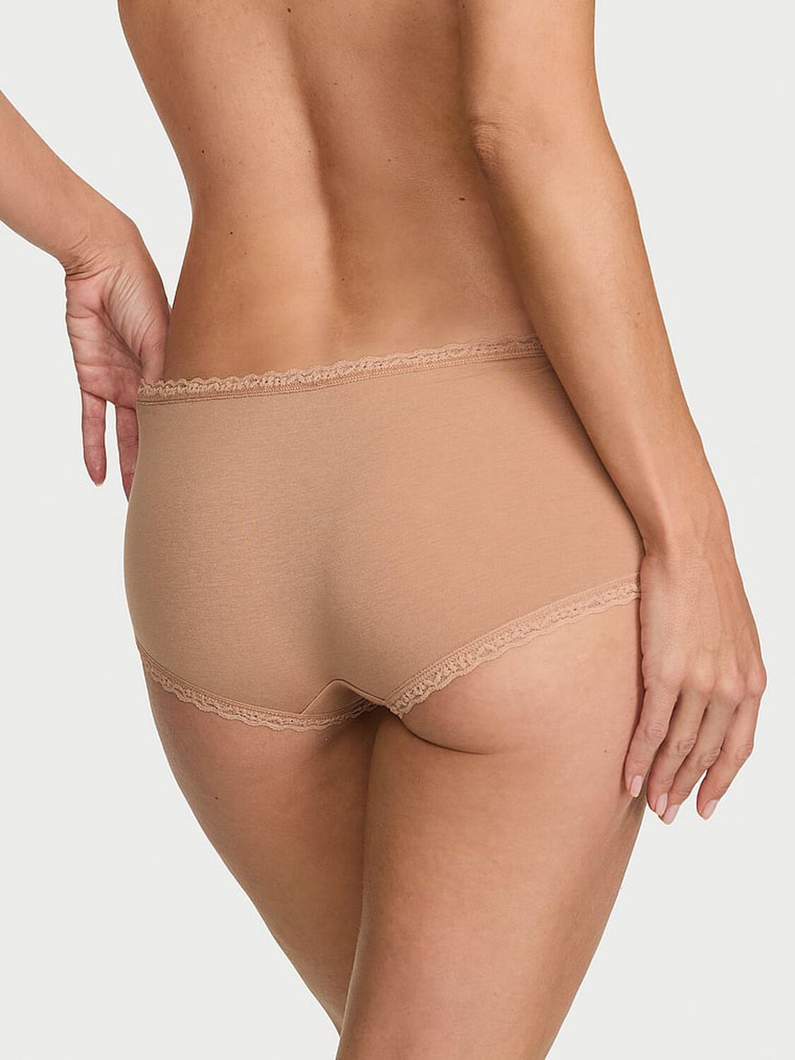 vs Lace Trim Cotton Lace-Trim Boyshort Panty 2 of 3 