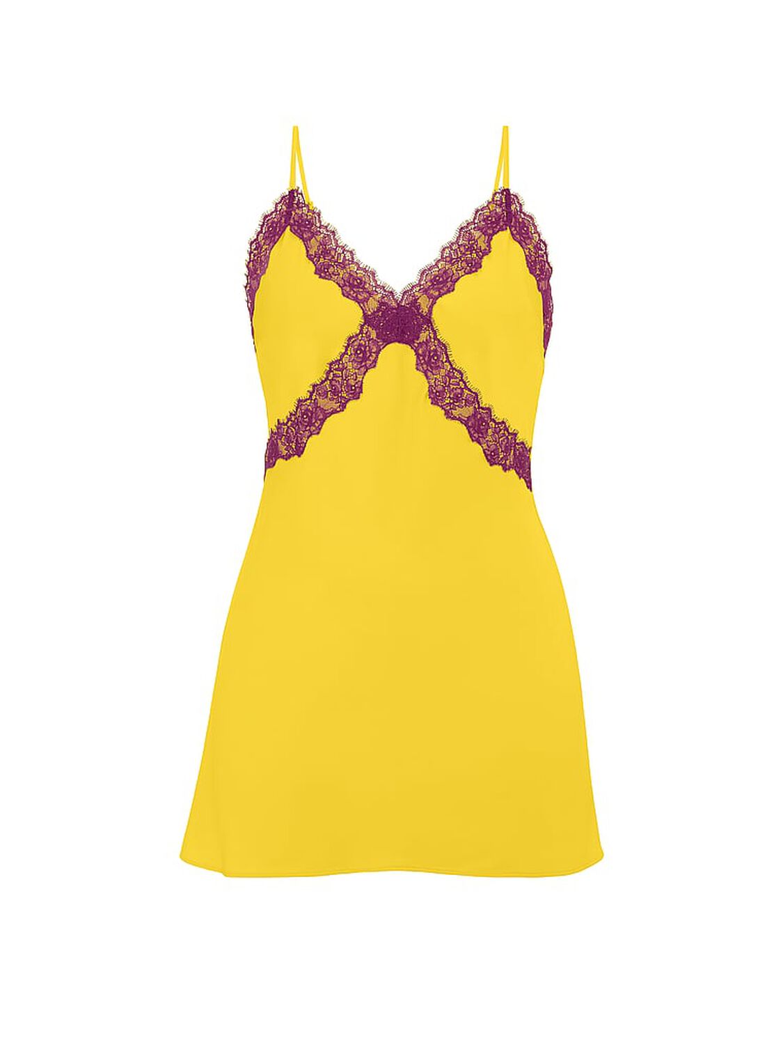 vs Very Sexy Satin Rose Lace-Trim Mini Slip Dress Star Fruit 3 of 3 