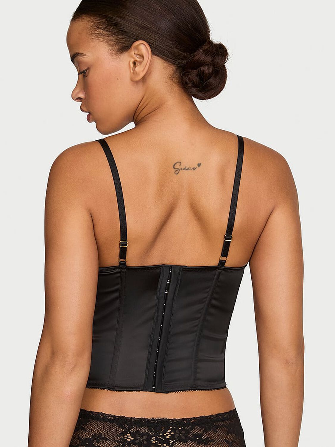 vs Dream Angels Satin Lace-Trim Corset Top Black 2 of 3 