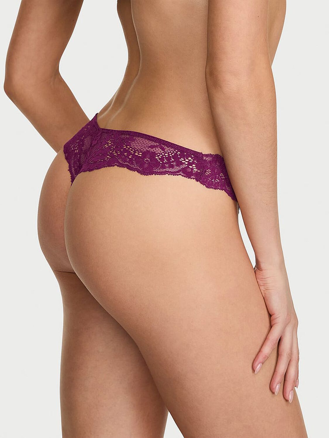 vs Dream Angels Lace Thong Panty Rhubarb 2 of 3 
