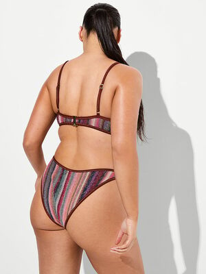 Shimmer Stripe Knit Brazilian Bikini Bottom