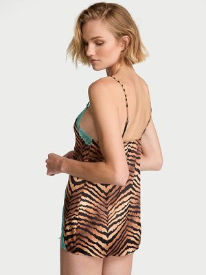 Tease Satin Lace-Trim Mini Slip Dress