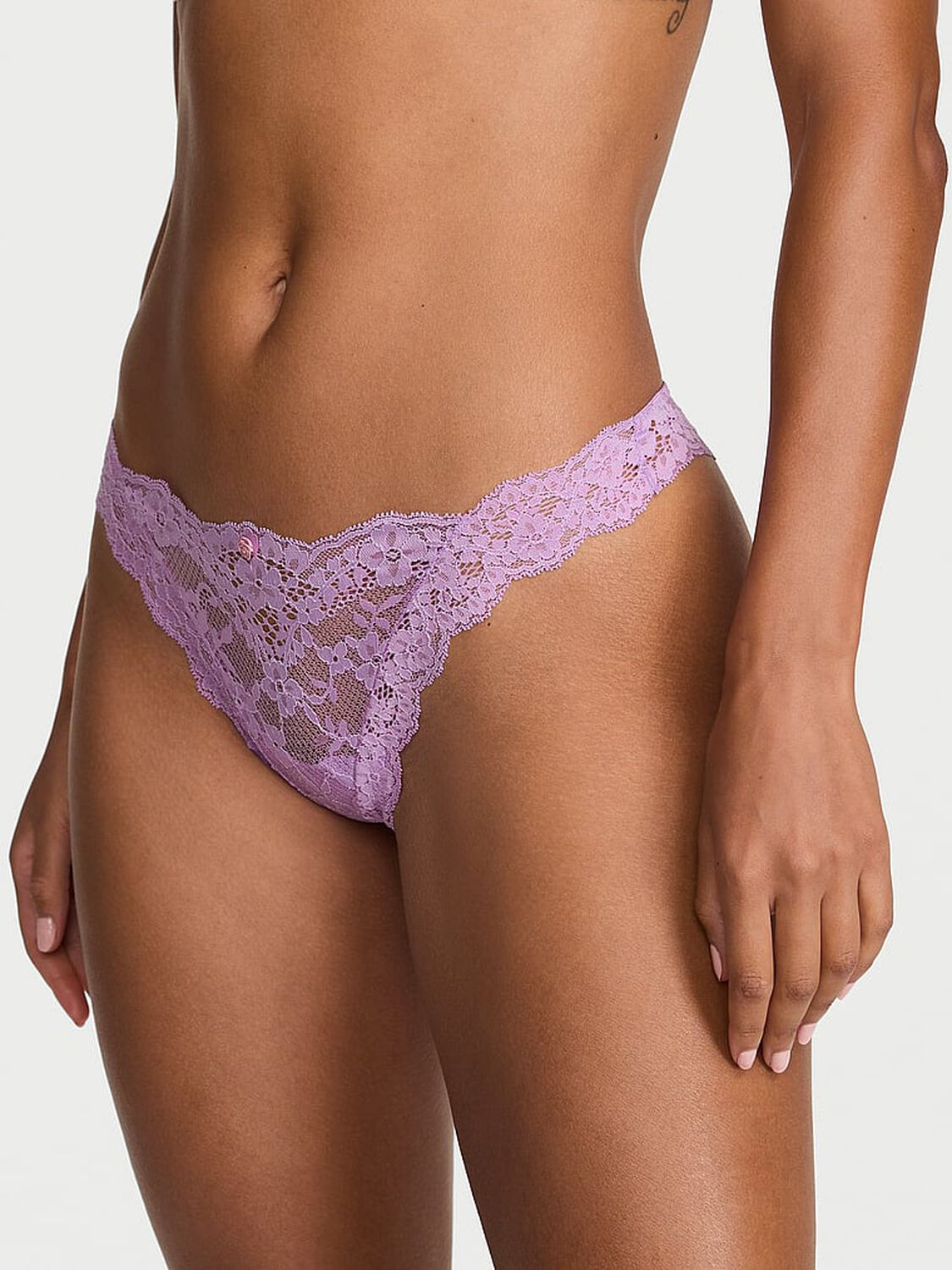 vs Dream Angels Lace Thong Panty Alluring Lilac 1 of 2 