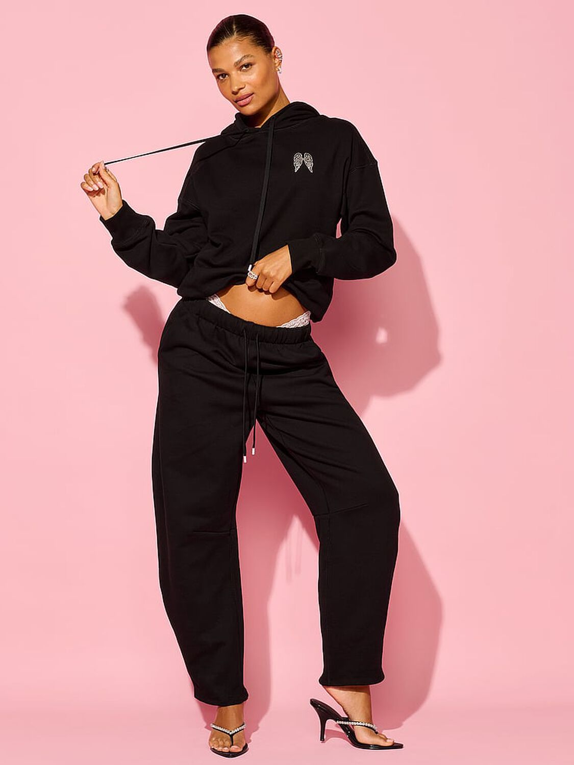 vs Angel Essentials VSFS '26 Iconic Fleece Barrel Sweatpant Black 1 of 4 