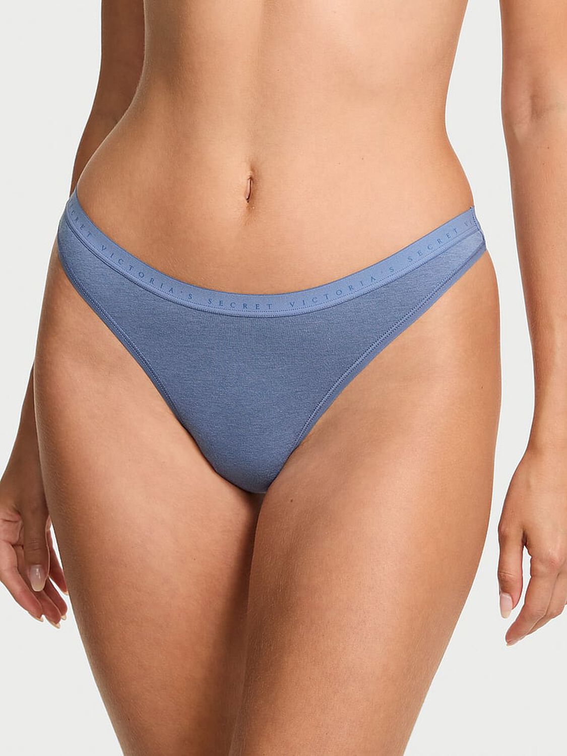 vs Victoria's Secret Stretch Cotton High-Leg Scoop Thong Panty Moonlight Blue 3 of 3 