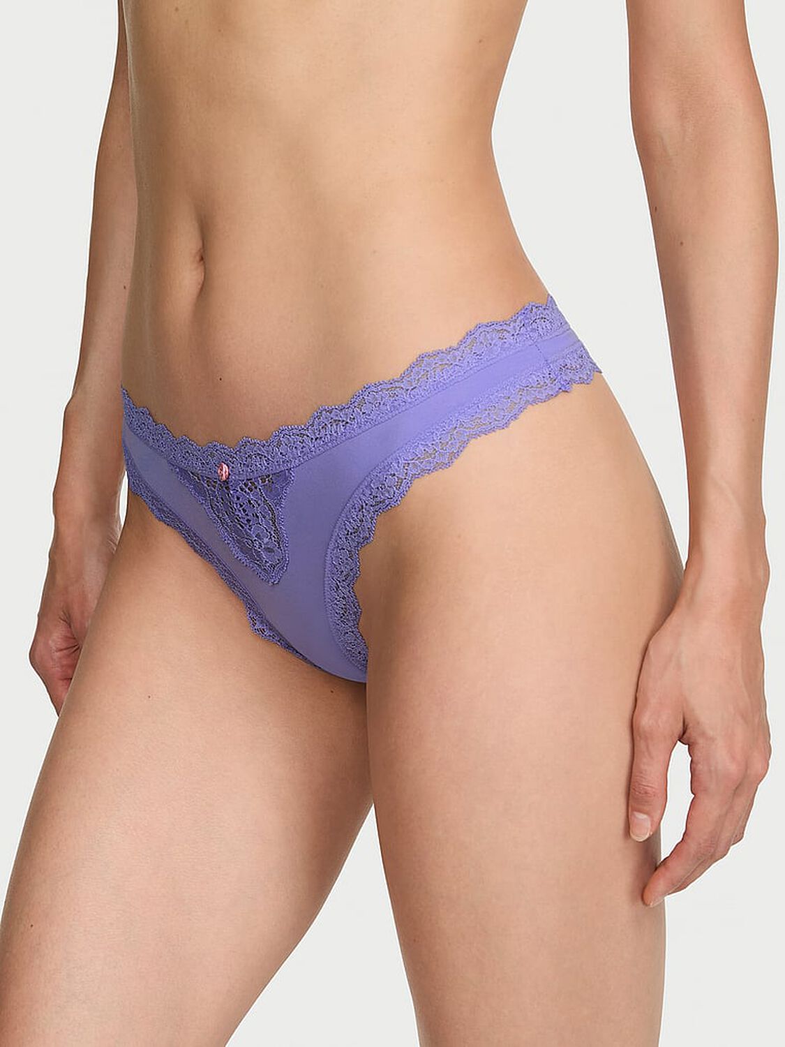 vs Dream Angels Lace-Trim Thong Panty Verywinkle 1 of 3 