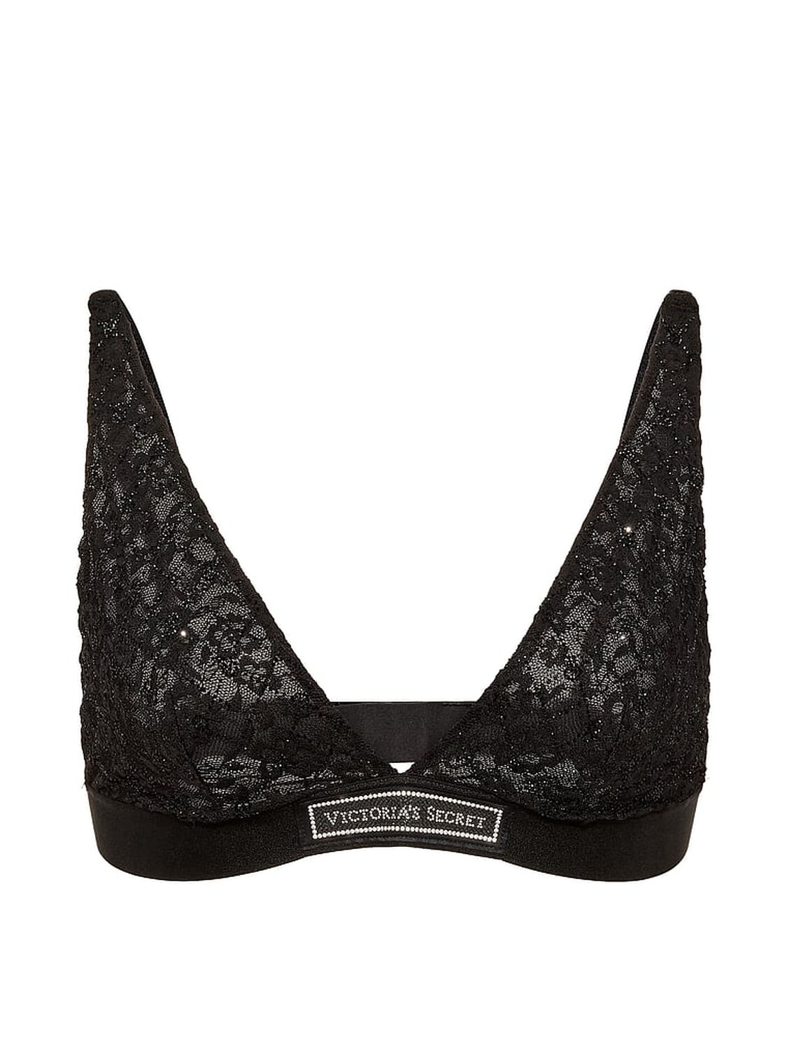 vs The T-Shirt Lace Shine Logo Wireless Plunge Bralette Black 3 of 3 
