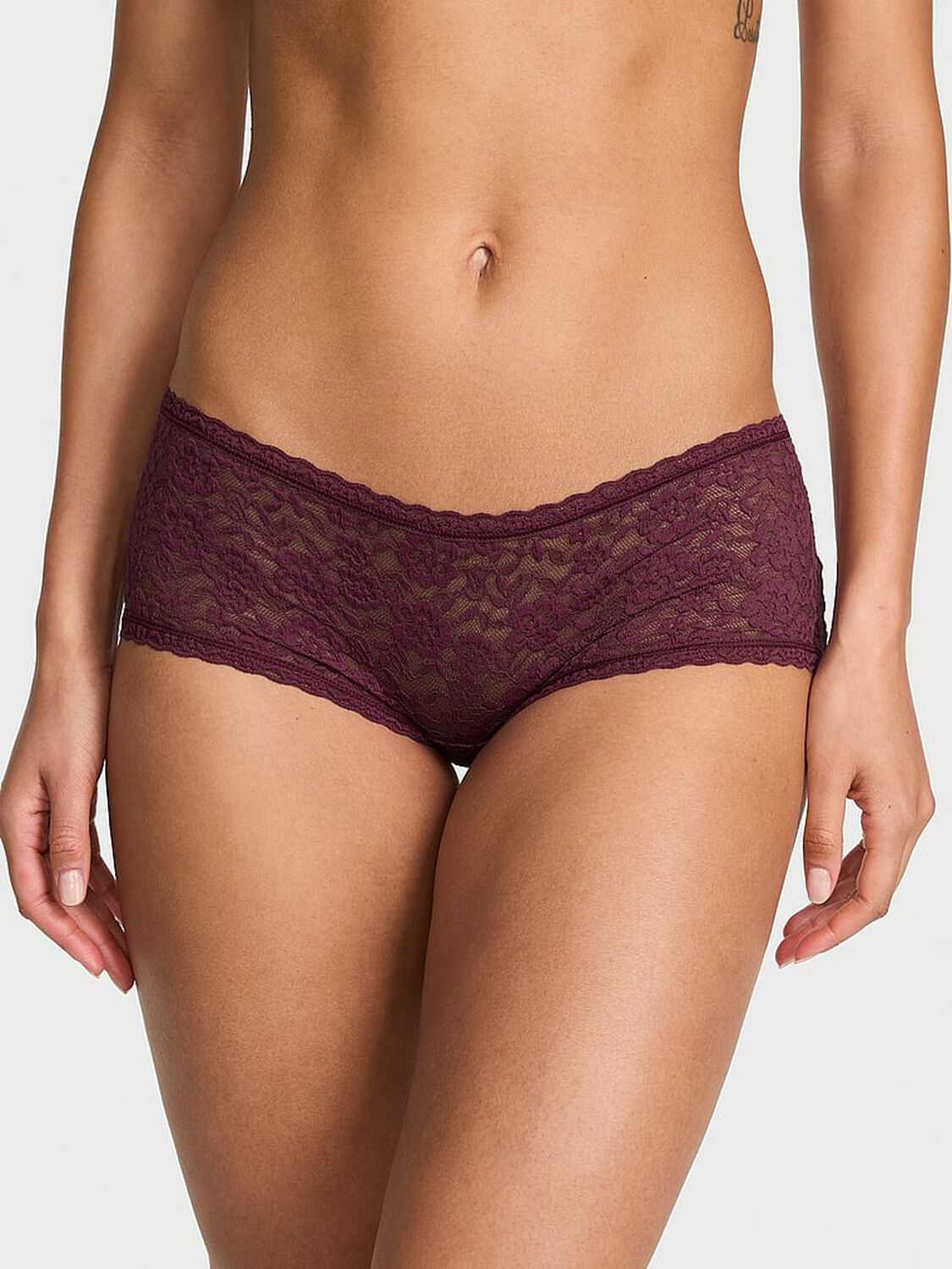 vs The Lacie Lace Low-Rise Boyshort Rich Maroon 1 of 3 