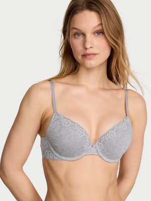 Perfect Shape Cotton Lace-Trim Push-Up Bra