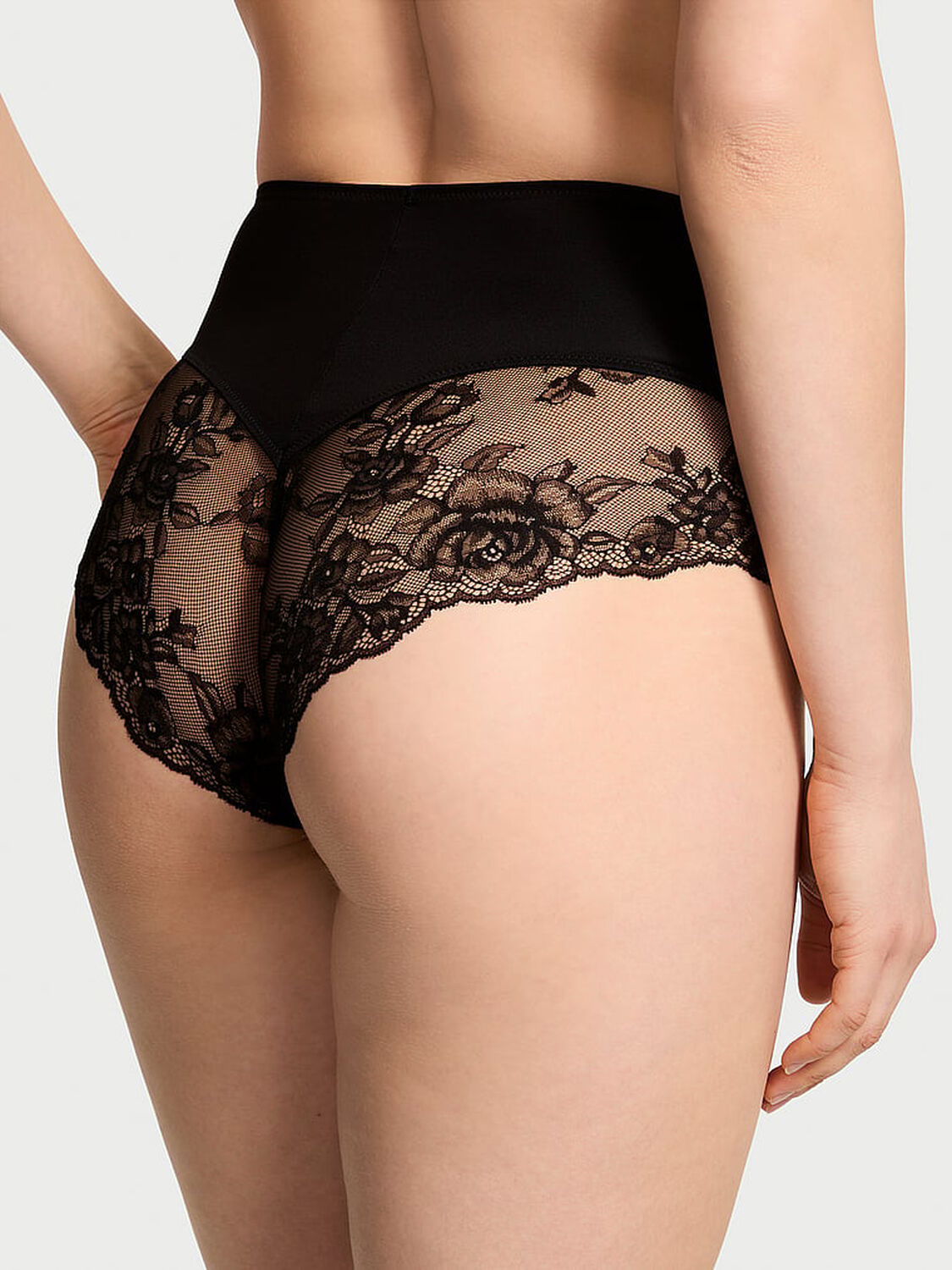 vs Very Sexy Lace-Trim High-Waist Brief Panty Black 2 of 3 