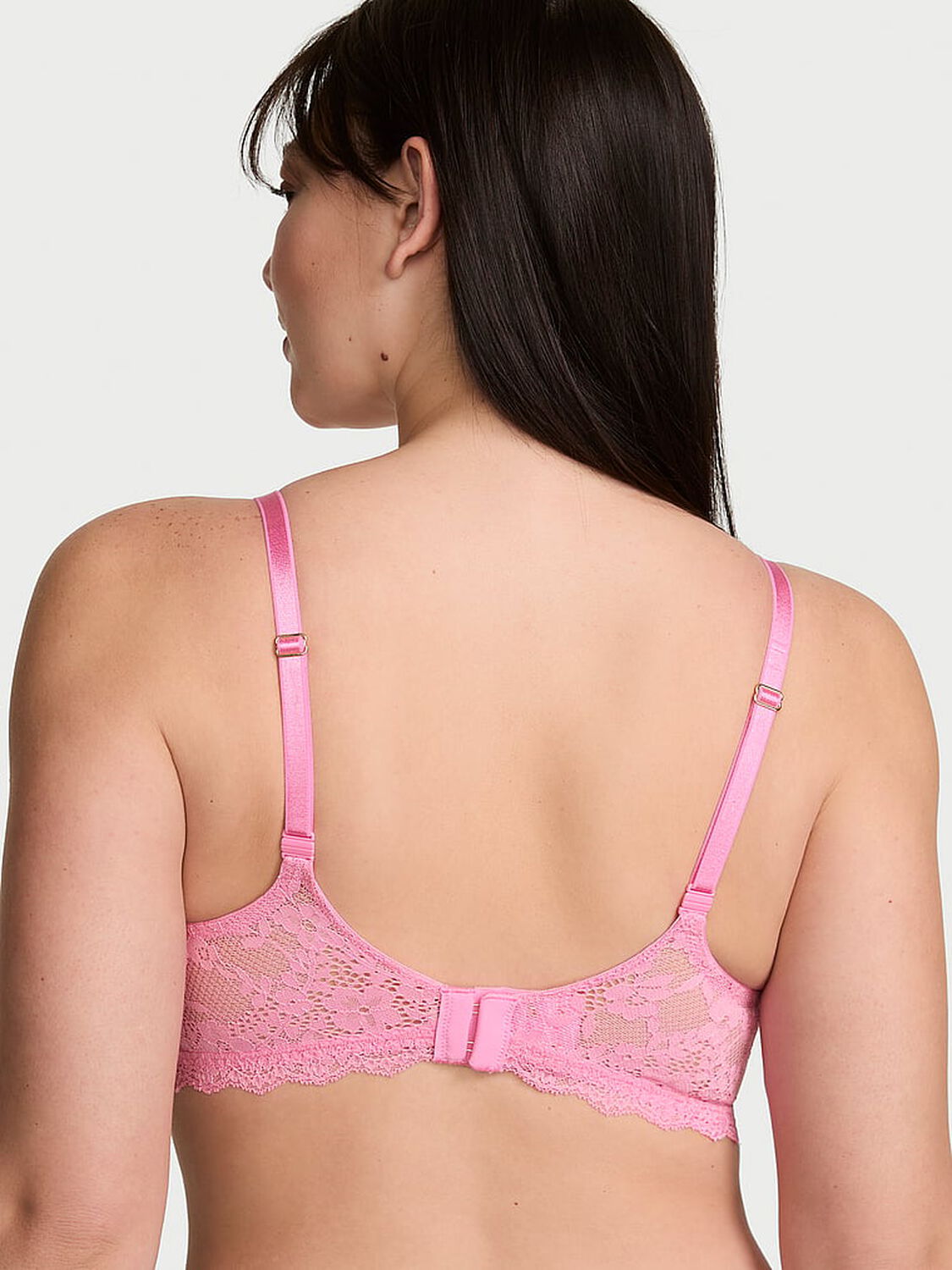 vs Dream Angels Smooth & Lace Wireless Push-Up Bra Pink Sugar 2 of 3 
