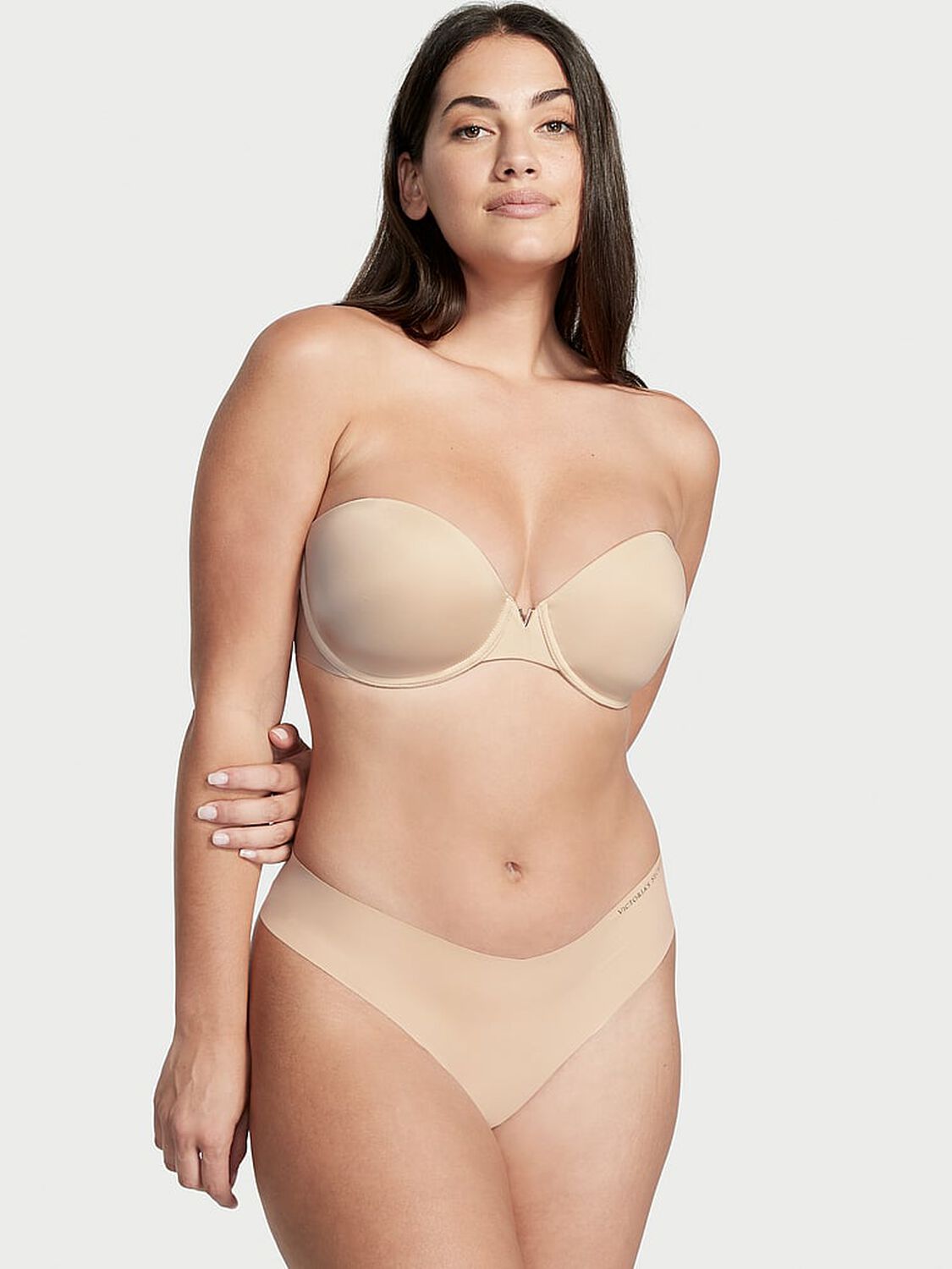 vs Victoria's Secret Bare Illusions Lightly Lined Smooth Strapless Bra Marzipan 1 of 3 