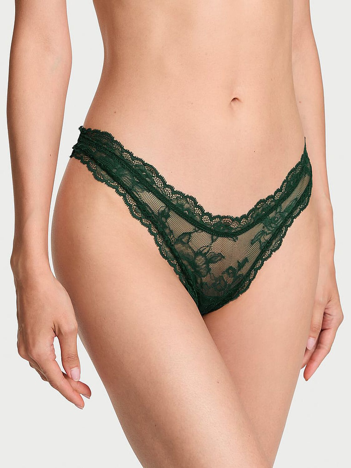 vs Very Sexy Rose Lace High-Leg Thong Panty 1 of 2 