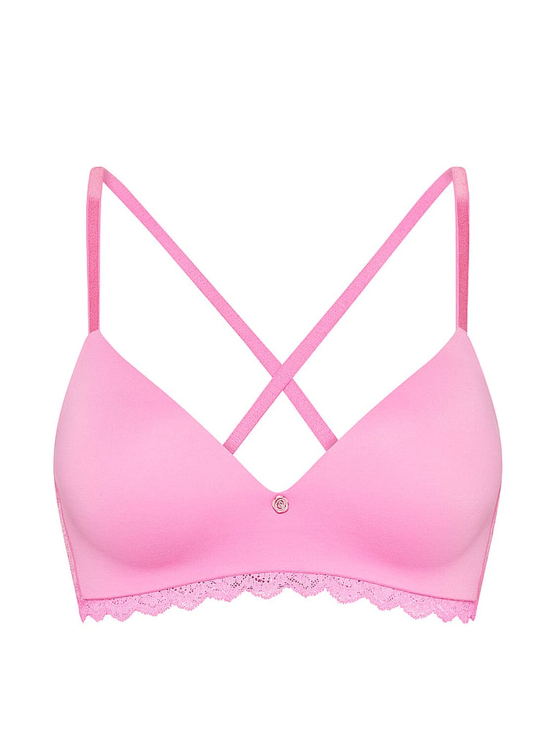 vs Dream Angels Smooth & Lace Wireless Push-Up Bra Pink Sugar 3 of 3 
