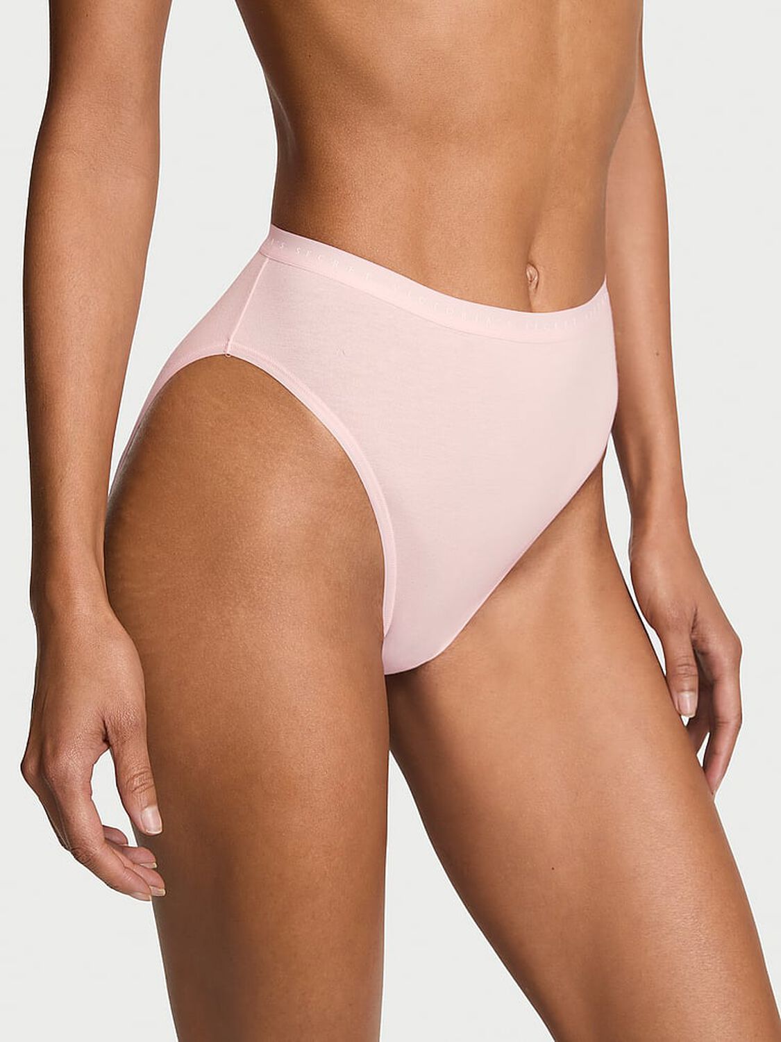 vs Victoria's Secret Stretch Cotton High-Leg Brief Panty Angel Pink 1 of 3 