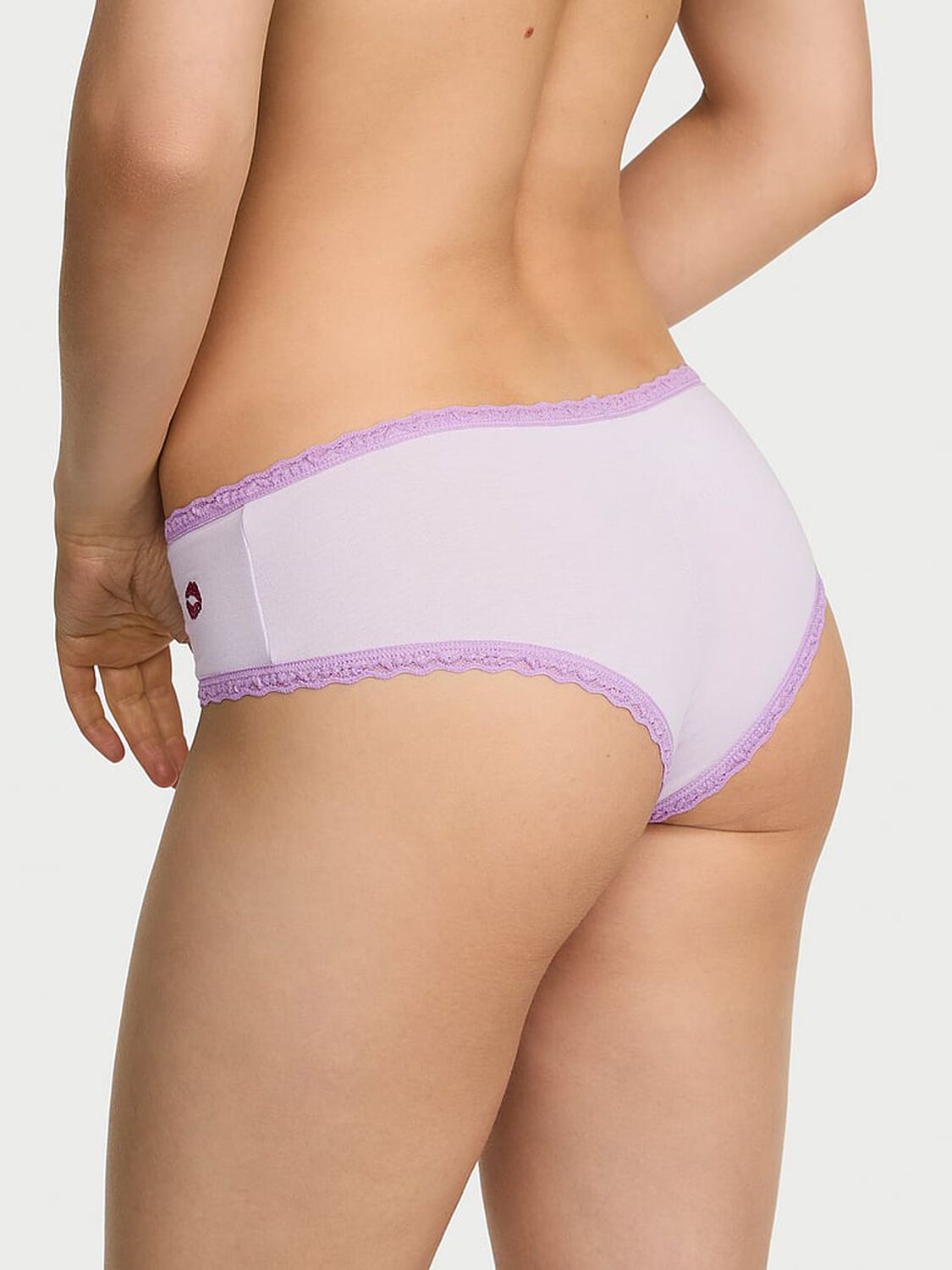 vs Lace Trim Cotton Lace-Waist Cheeky Panty Purple Whisper 2 of 3 