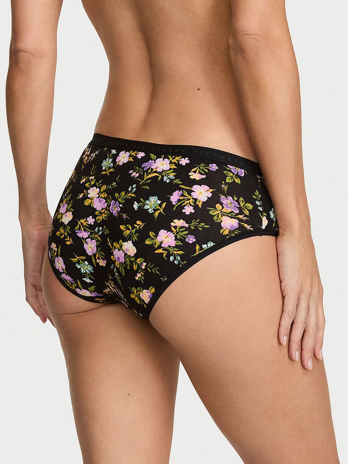 vs Victoria's Secret Stretch Cotton Hiphugger Panty Black Blooming Floral 2 of 3 