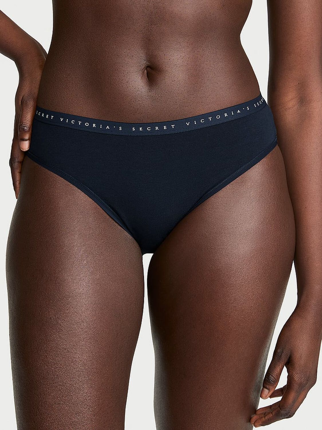 vs Victoria's Secret Stretch Cotton High-Leg Brief Panty Noir Navy 1 of 2 