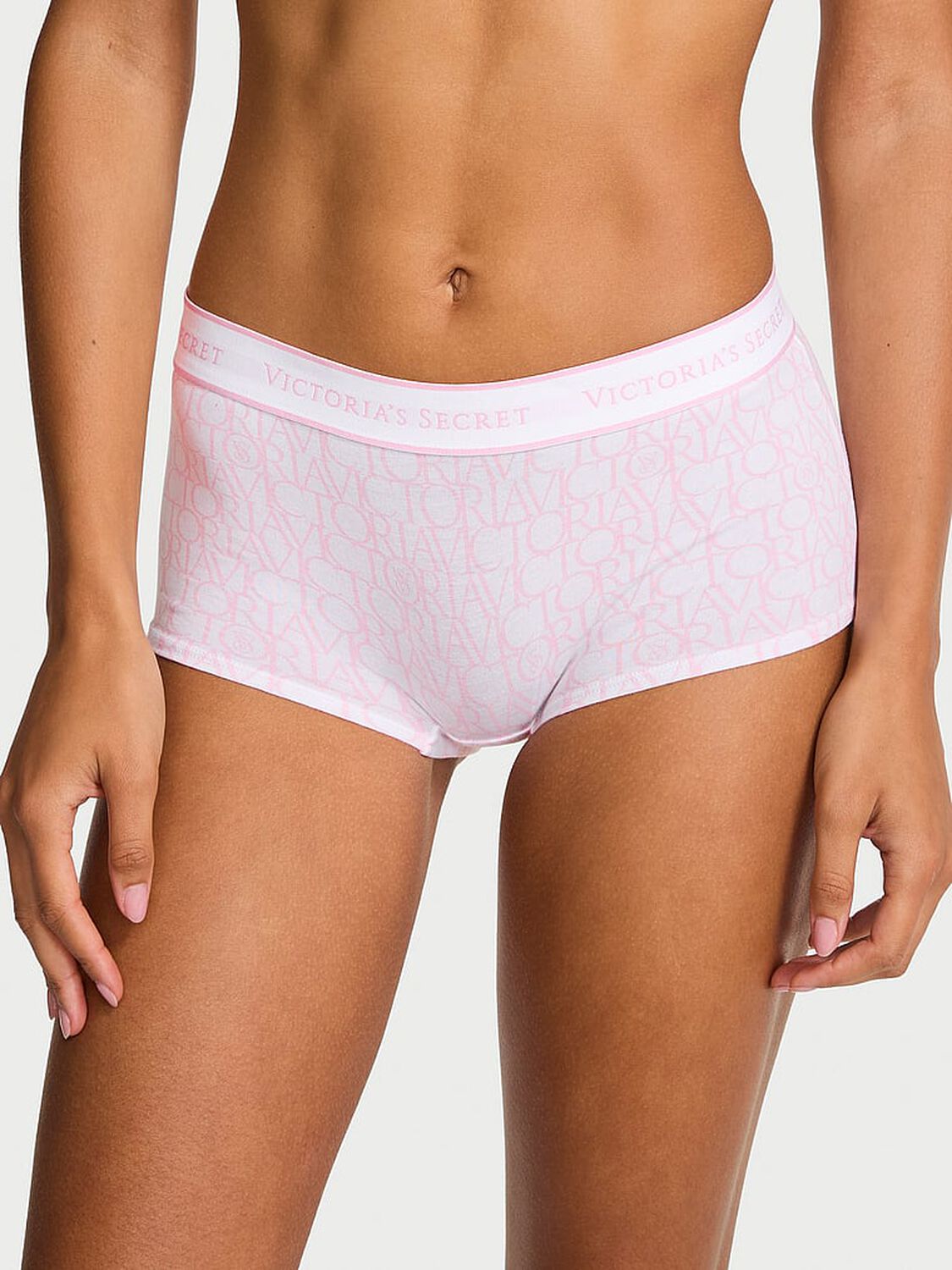 vs Cotton Logo Cotton Boyshort Panty Pink Victoria Logos 1 of 3 