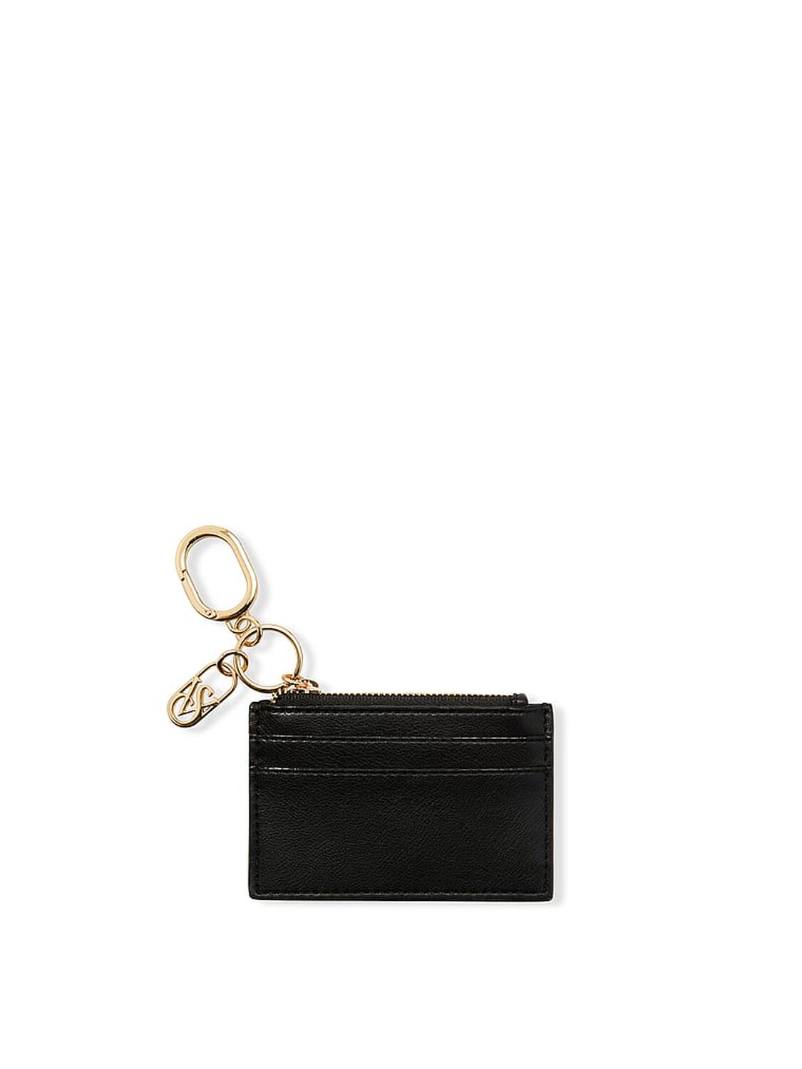 vs Victoria's Secret Classic Card Case Keychain Black Nappa 1 of 2 