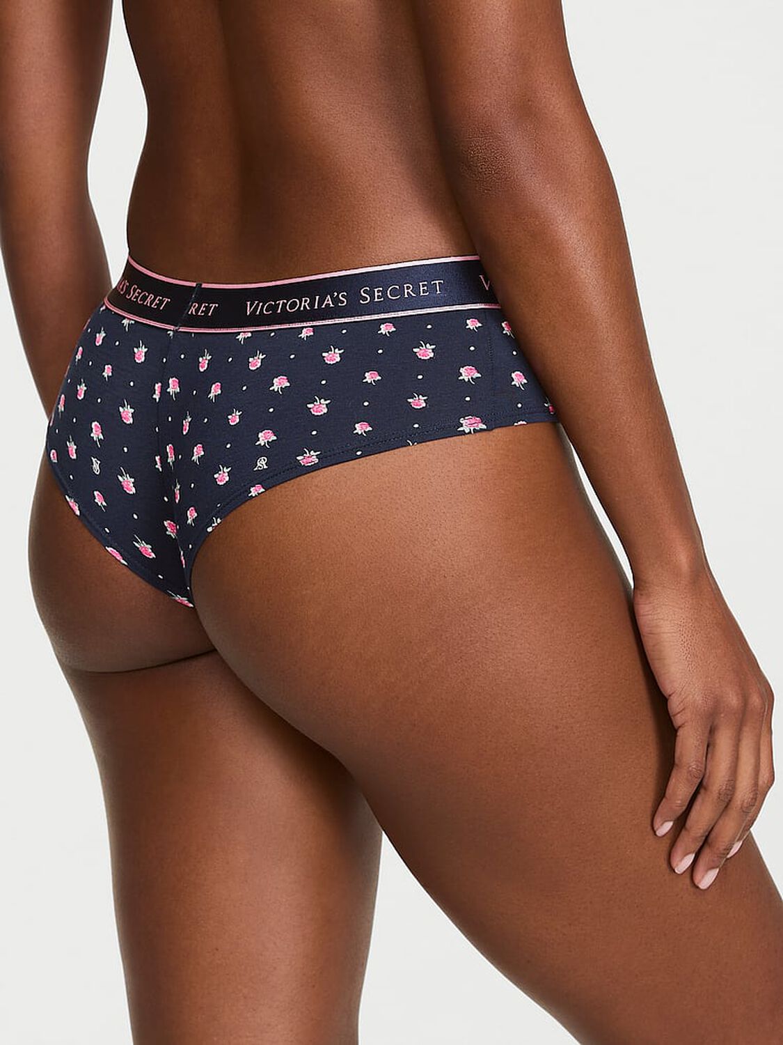 vs Cotton Logo Low-Rise Cheeky Panty Classic Navy Floral 2 of 3 