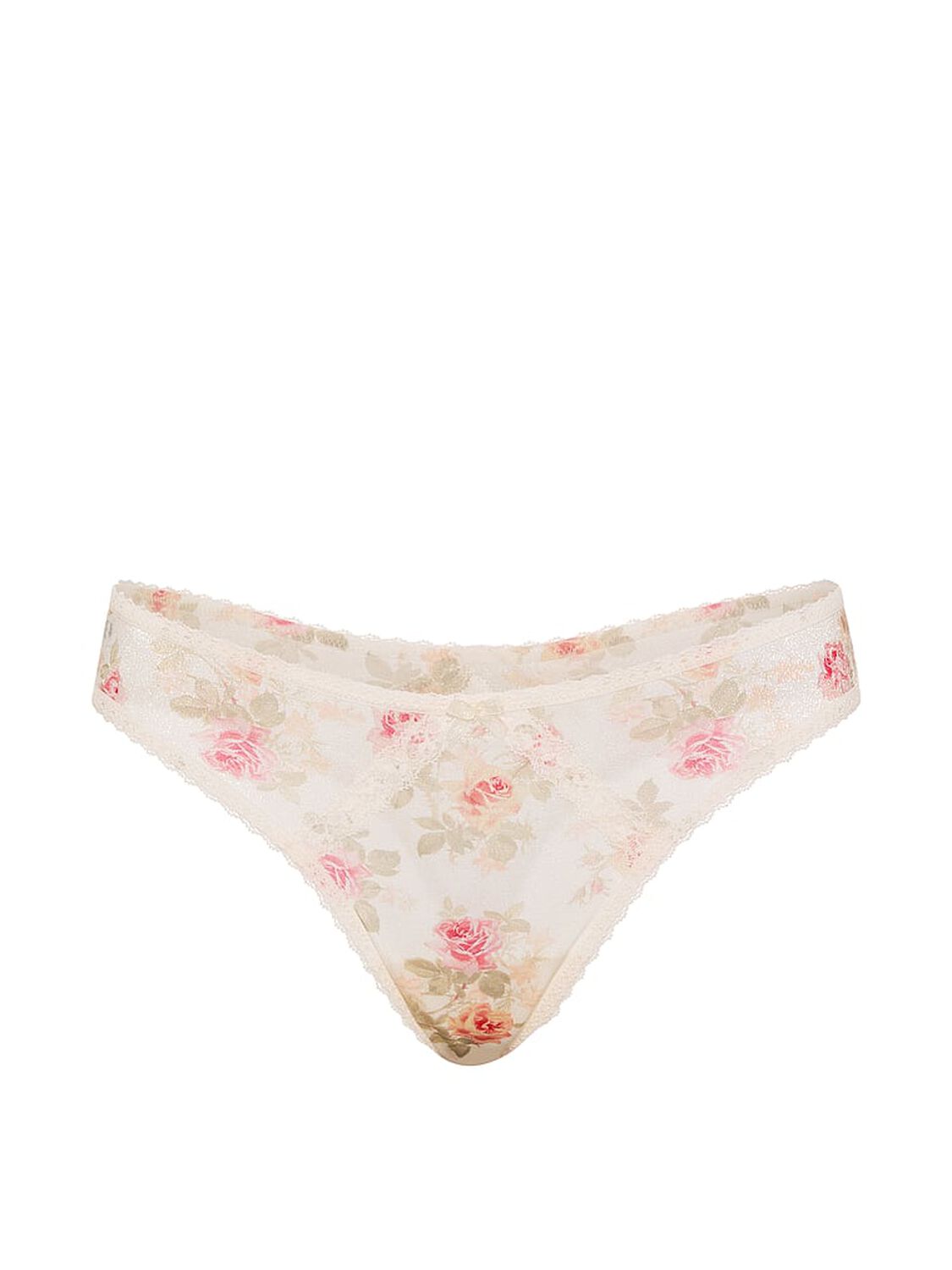 vs Dream Angels Sheer Shimmer Lace-Trim Thong Panty Floral Print 3 of 3 