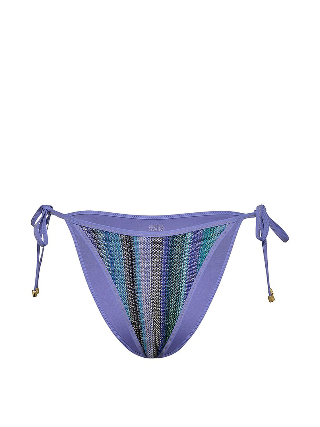 vs Victoria's Secret Swim Shimmer Stripe Knit Side-Tie Cheeky Bikini Bottom Periwinkle Shimmer Stripes 3 of 3 