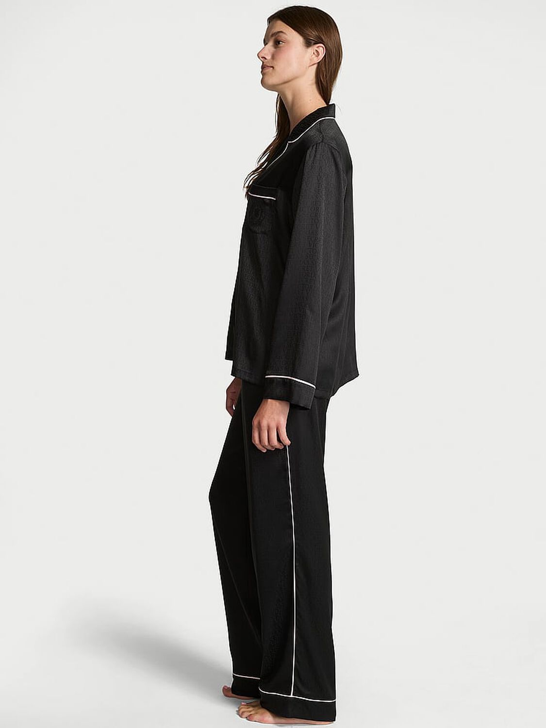 vs Victoria's Secret Satin Long Pajama Set Black 2 of 4 