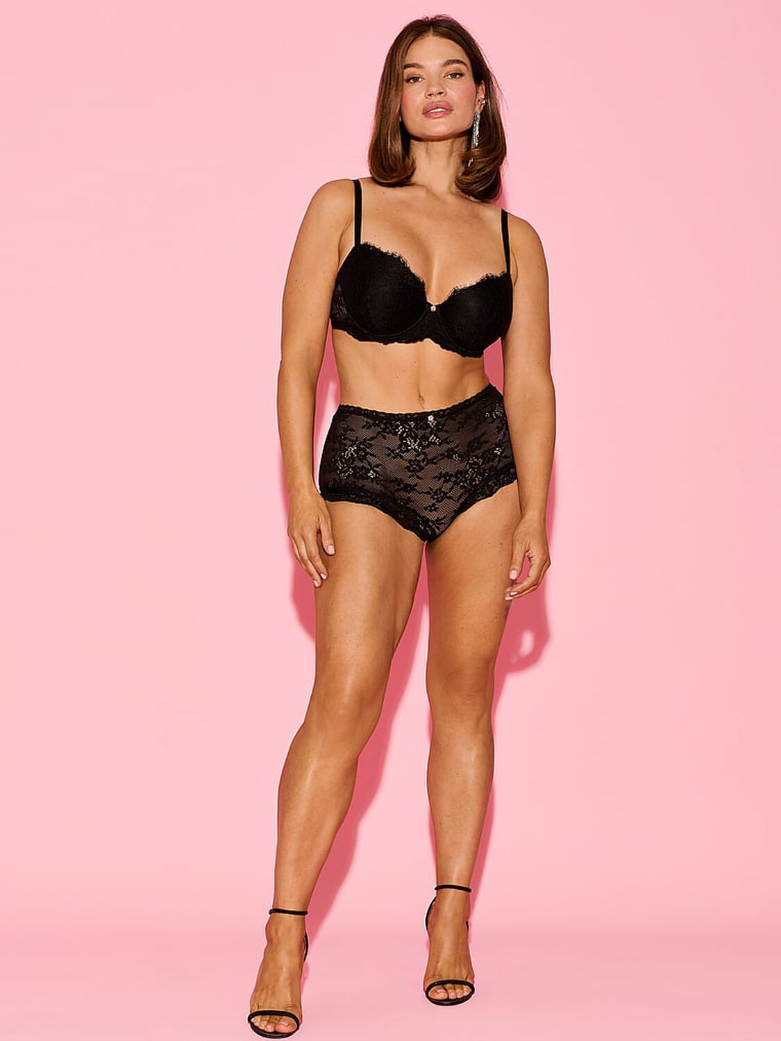 vs Dream Angels Lace Lightly Lined Classic Coverage Demi Bra Black 3 of 5 