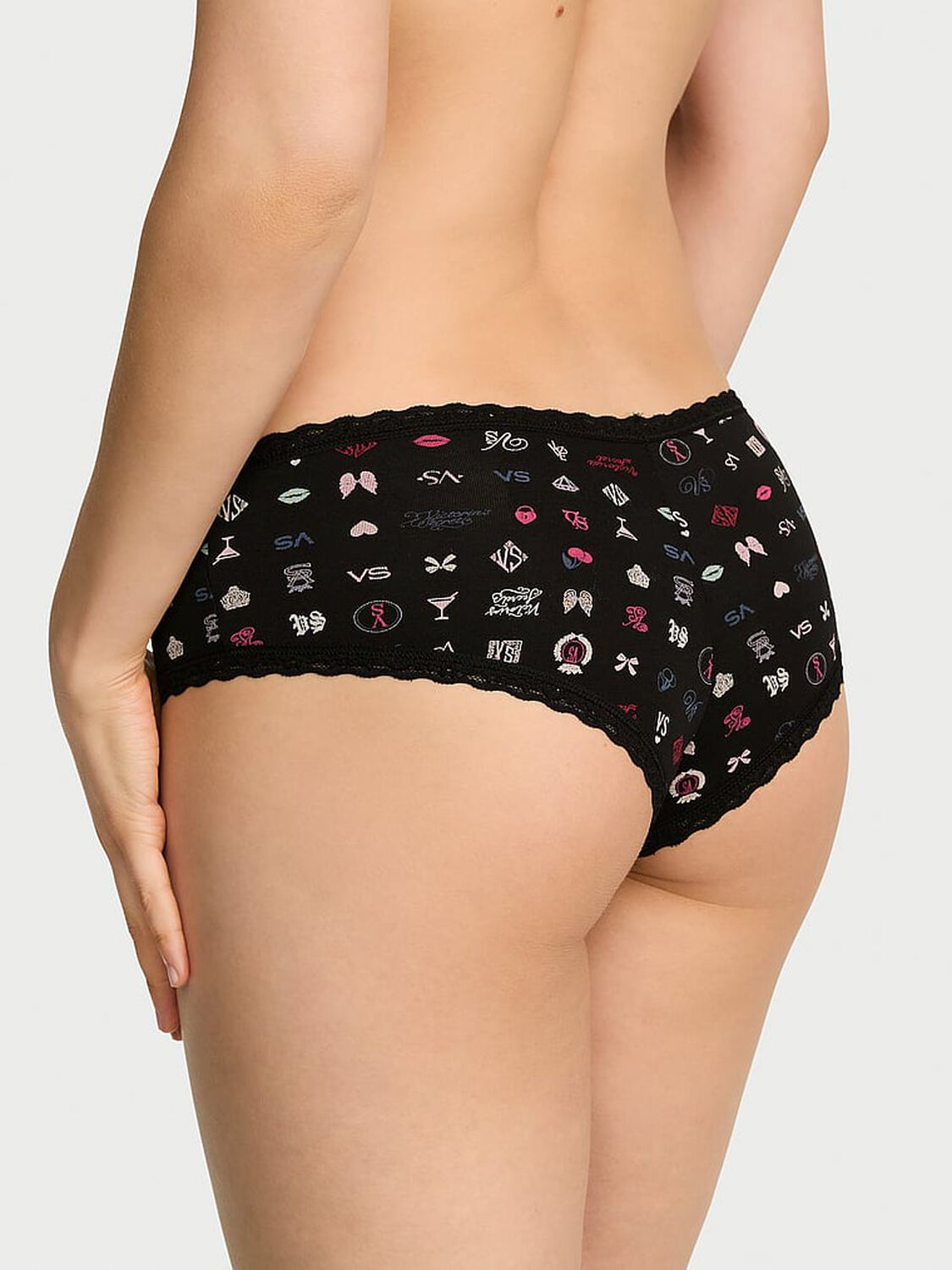 vs Lace Trim Cotton Lace-Waist Cheeky Panty 2 of 3 