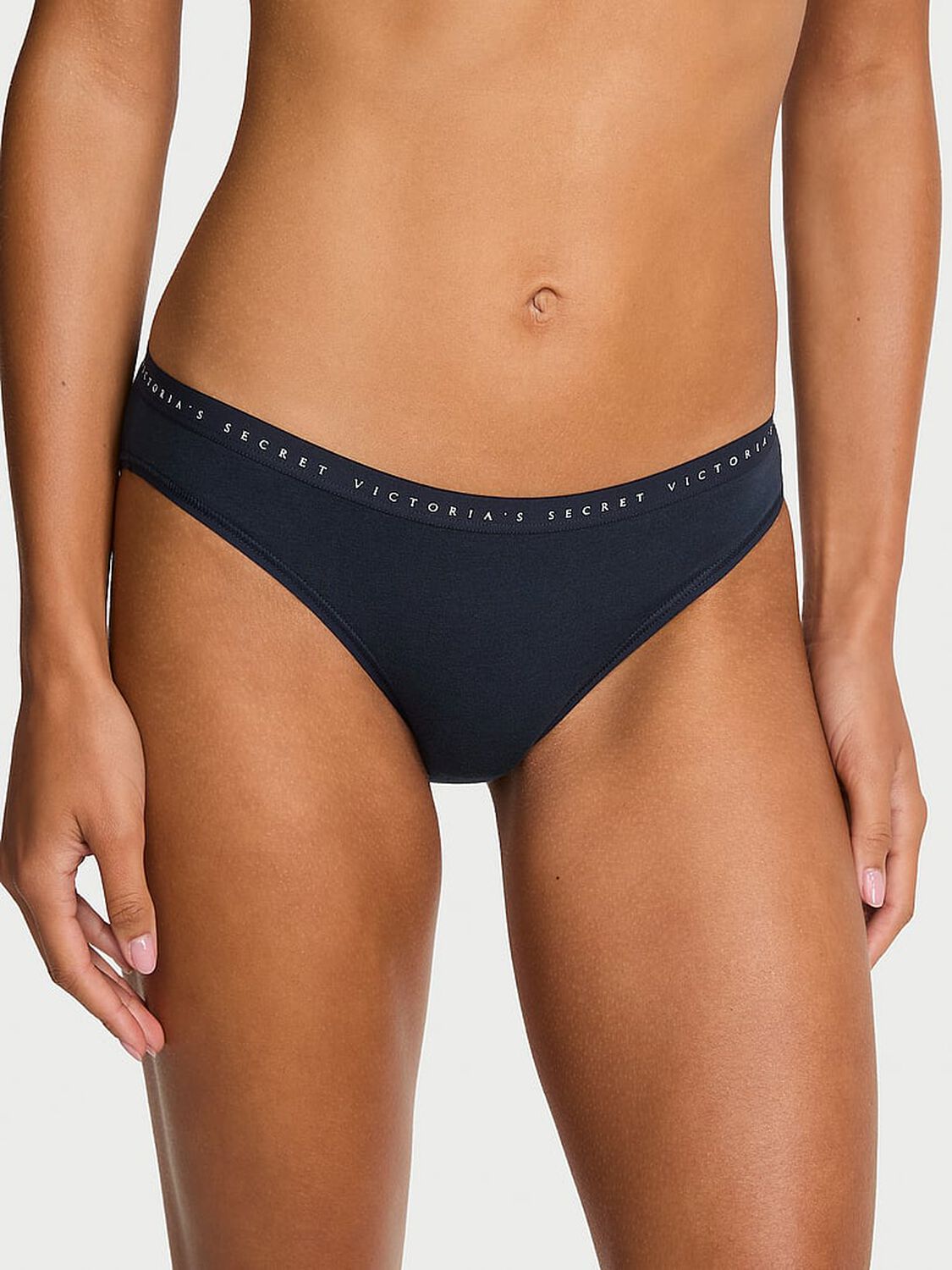 vs Victoria's Secret Stretch Cotton Bikini Panty Noir Navy 1 of 2 