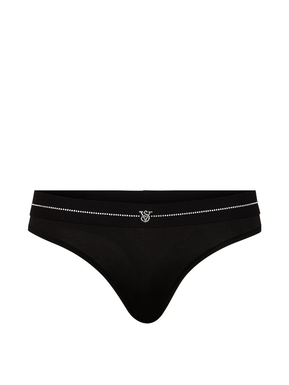 vs Cotton Shine Logo Cotton Thong Panty Black 3 of 3 
