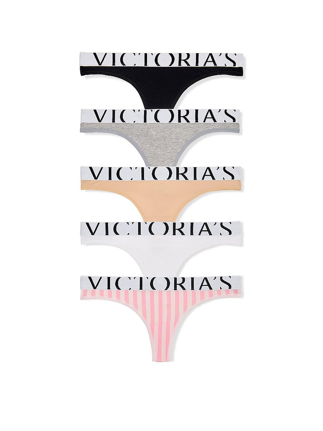 vs Victoria's Secret 5-Pack Exploded Logo Cotton Thong Panties Assorted 1 of 1 